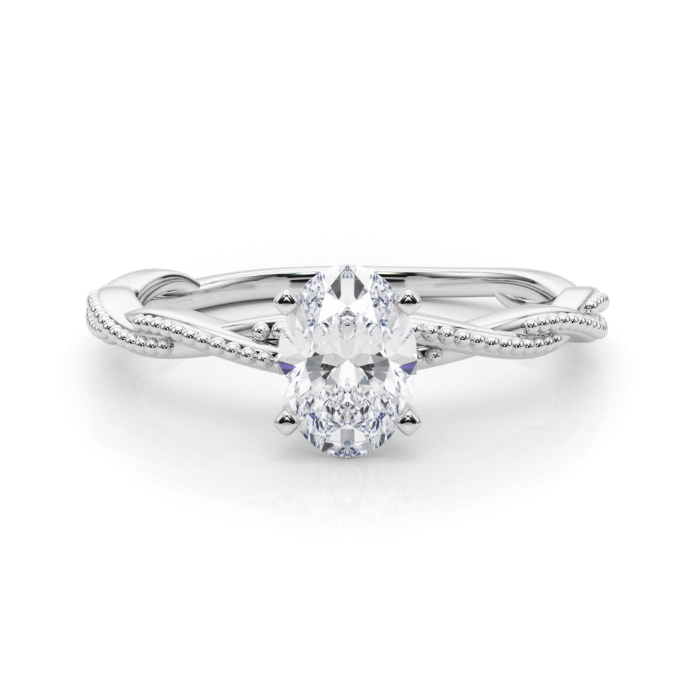 Anastasia Twisted Vine Oval Diamond Solitaire Engagement Ring-VIRABYANI