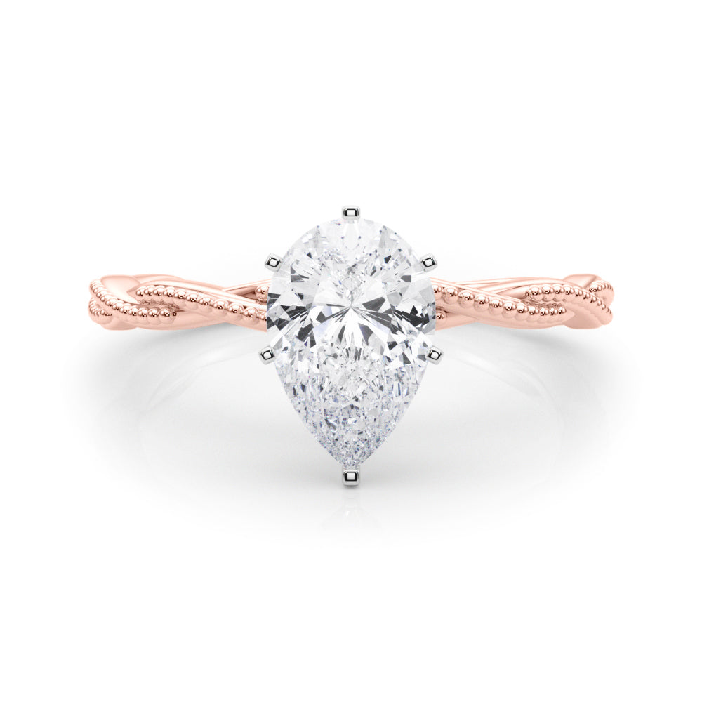 Anastasia Twisted Vine Pear Diamond Solitaire Engagement Ring-VIRABYANI