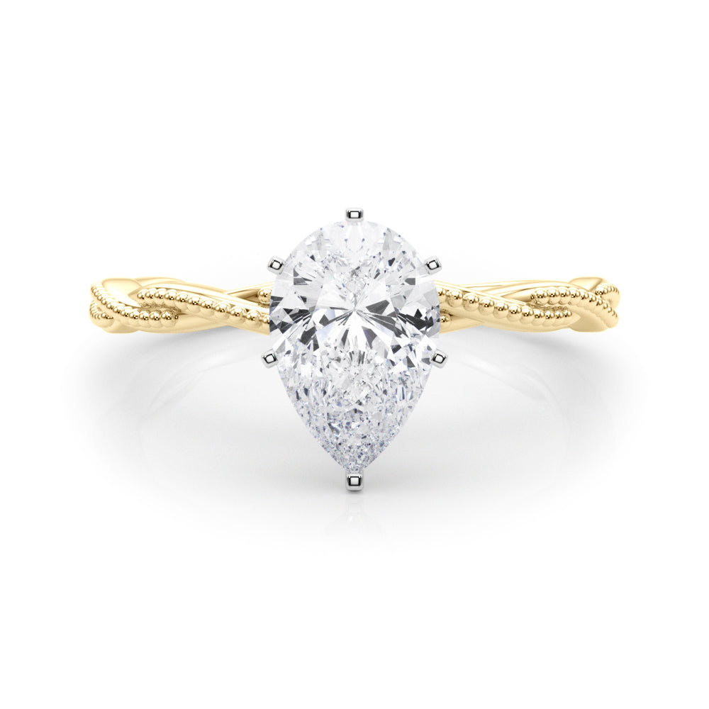 Anastasia Twisted Vine Pear Lab Grown Diamond Solitaire Engagement Ring IGI Certified-VIRABYANI