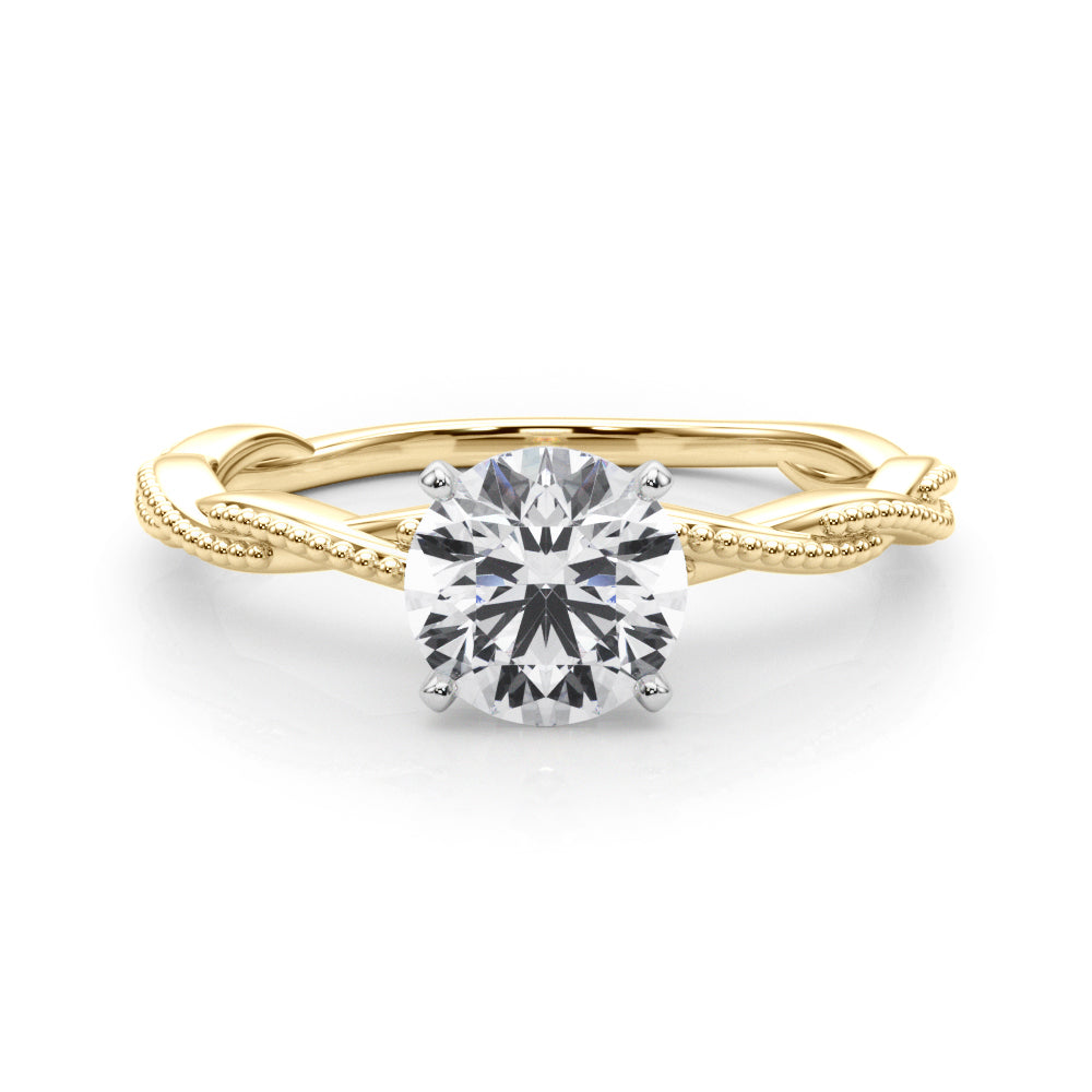 Anastasia Twisted Vine Round Diamond Solitaire Engagement Ring-VIRABYANI