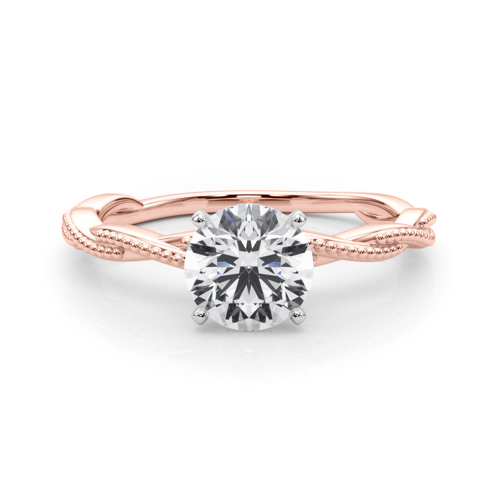 Anastasia Twisted Vine Round Diamond Solitaire Engagement Ring-VIRABYANI