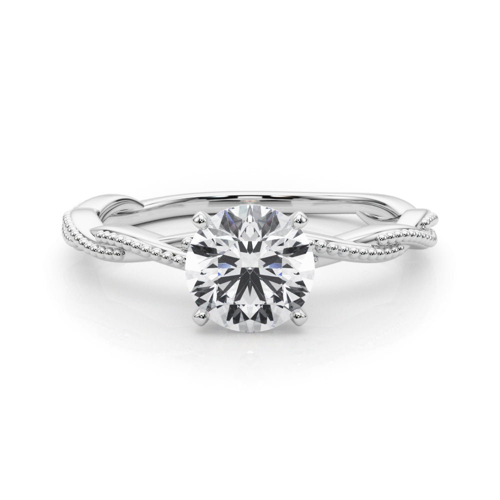 Anastasia Twisted Vine Round Diamond Solitaire Engagement Ring-VIRABYANI