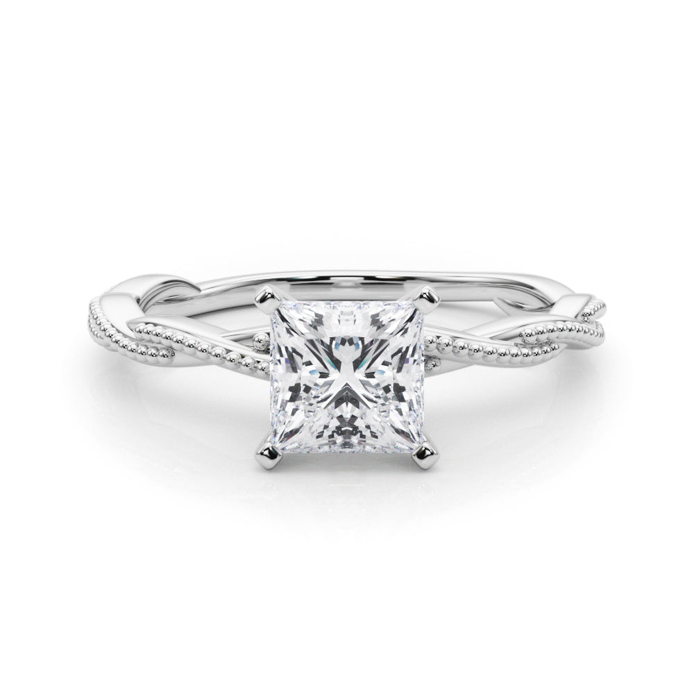 Anastasia Twisted Vine Princess Diamond Solitaire Engagement Ring-VIRABYANI