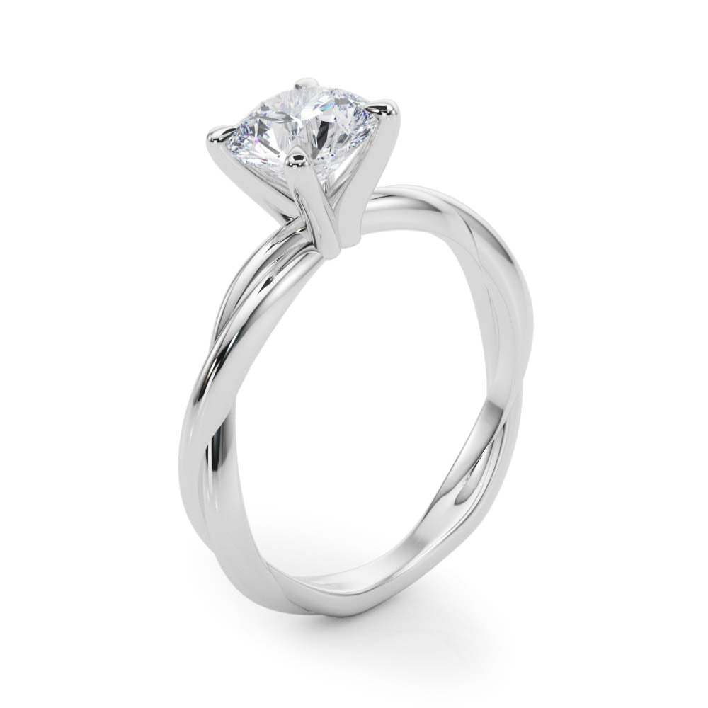 Twisted Vine Round Lab Grown Diamond Solitaire Engagement Ring IGI Certified-VIRABYANI