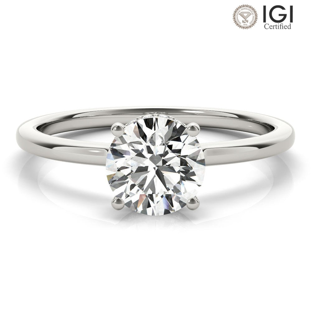 Aimee Round Lab Grown Diamond Solitaire Engagement Ring IGI Certified-VIRABYANI