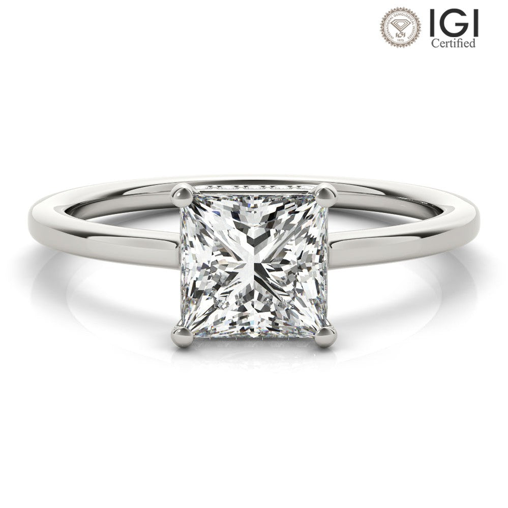 Aimee Princess Lab Grown Diamond Solitaire Engagement Ring IGI Certified-VIRABYANI