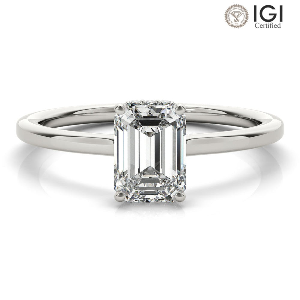 Aimee Emerald Lab Grown Diamond Solitaire Engagement Ring IGI Certified-VIRABYANI