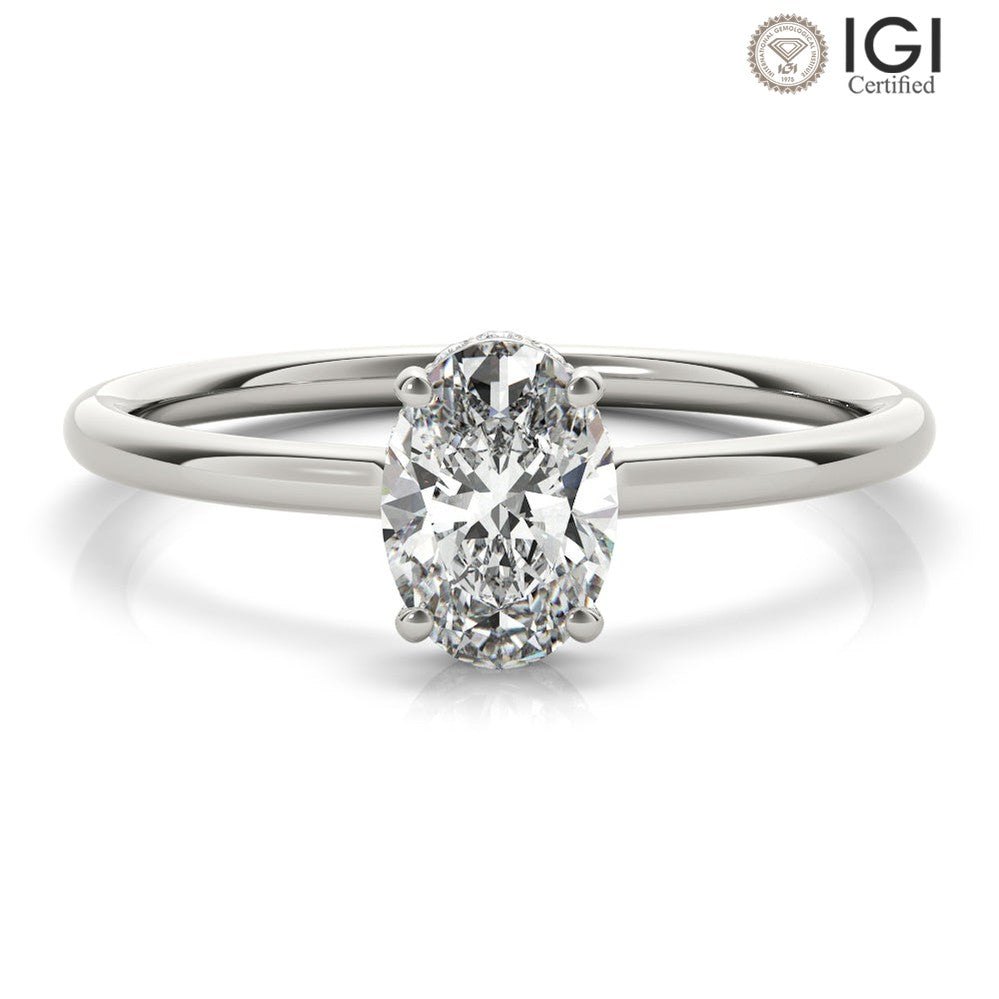 Aimee Oval Lab Grown Diamond Solitaire Engagement Ring IGI Certified-VIRABYANI