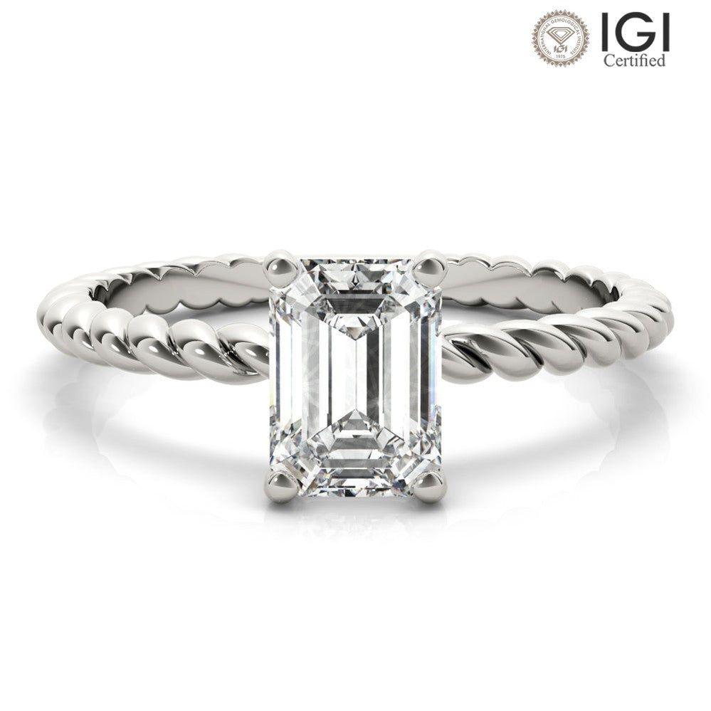 Eleanor Emerald Lab Grown Diamond Solitaire Engagement Ring IGI Certified