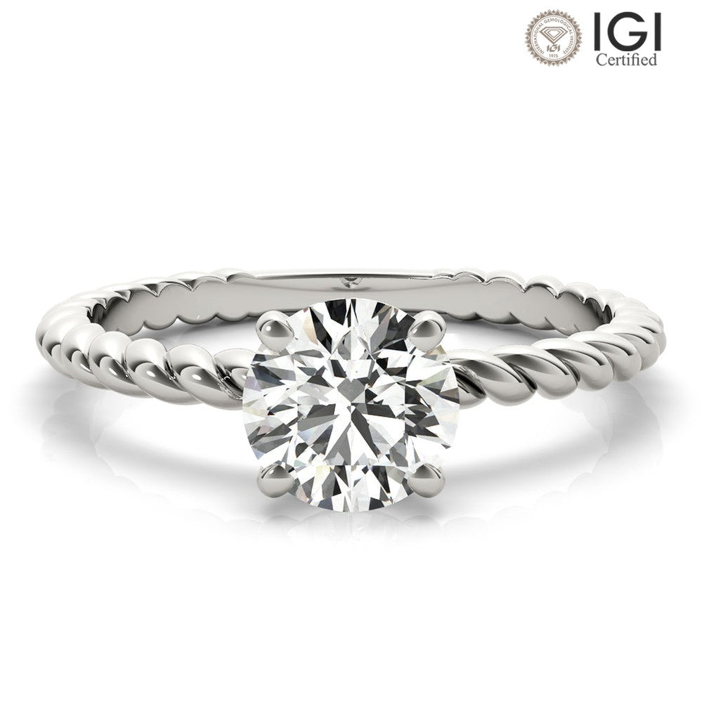 Eleanor Round Lab Grown Diamond Solitaire Engagement Ring IGI Certified-VIRABYANI
