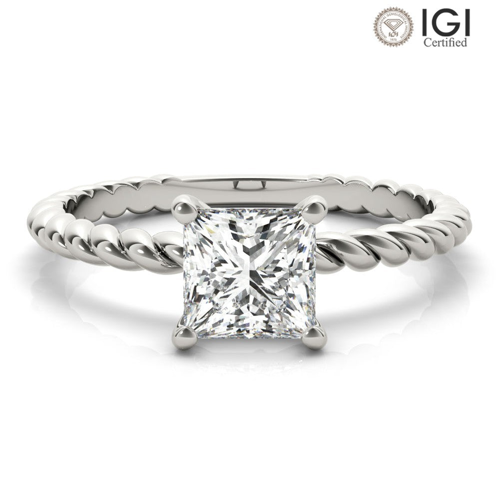 Eleanor Princess Lab Grown Diamond Solitaire Engagement Ring IGI Certified