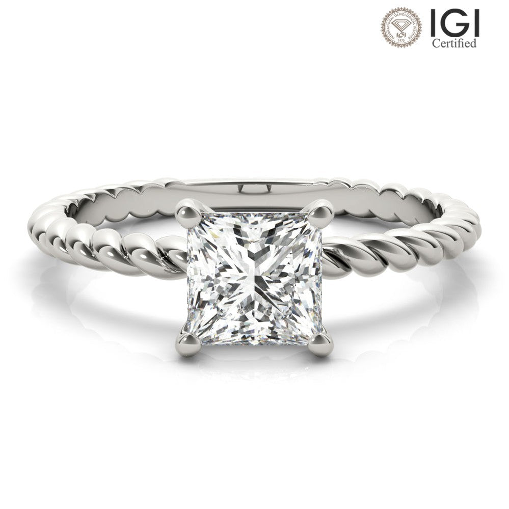 Eleanor Princess Lab Grown Diamond Solitaire Engagement Ring IGI Certified-VIRABYANI