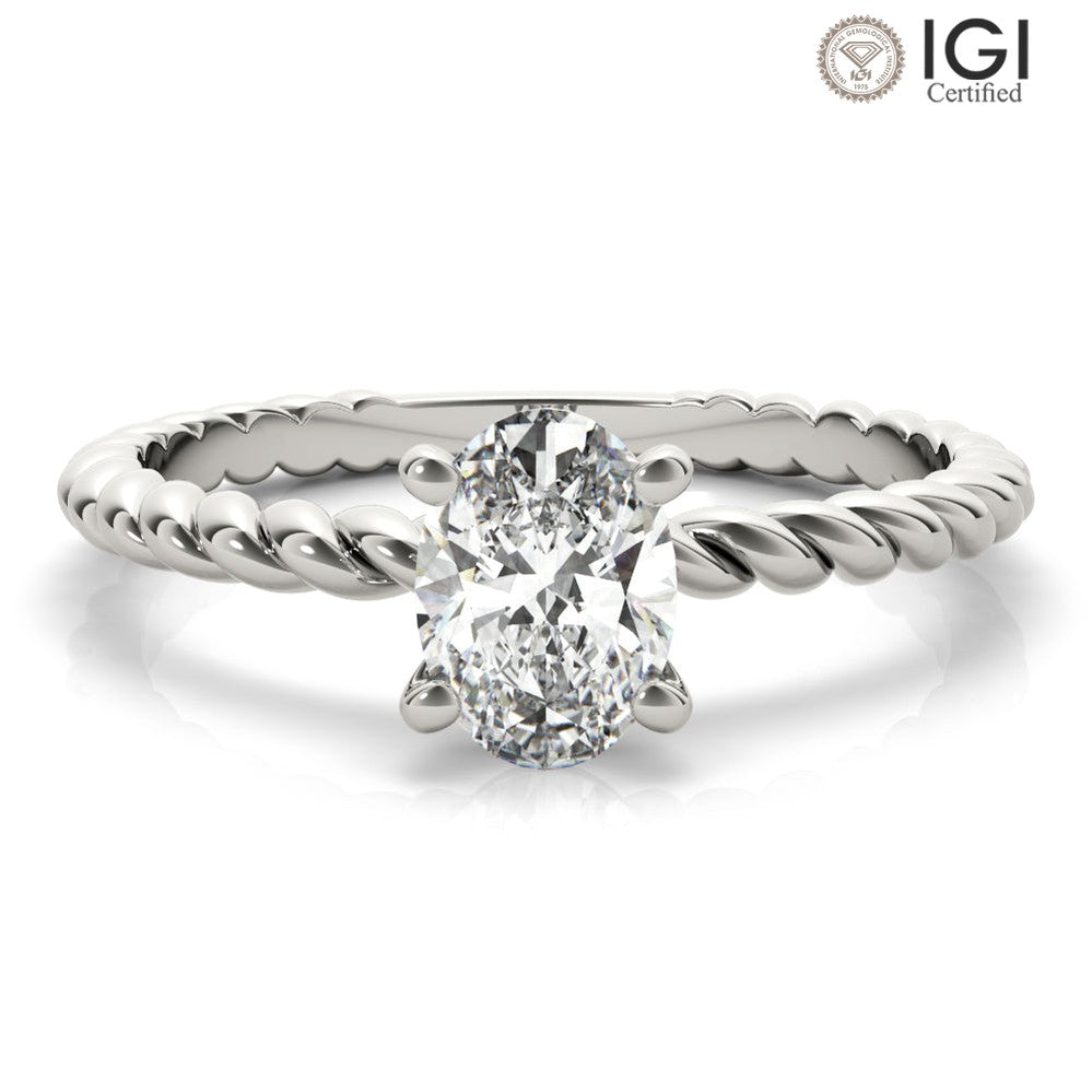 Eleanor Oval Lab Grown Diamond Solitaire Engagement Ring IGI Certified-VIRABYANI