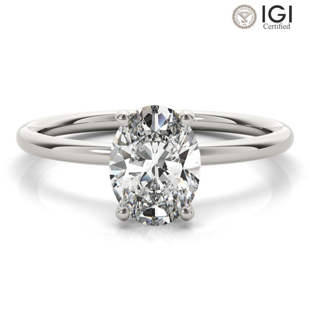 Madilyn Oval Lab Grown Diamond Solitaire Engagement Ring IGI Certified-VIRABYANI