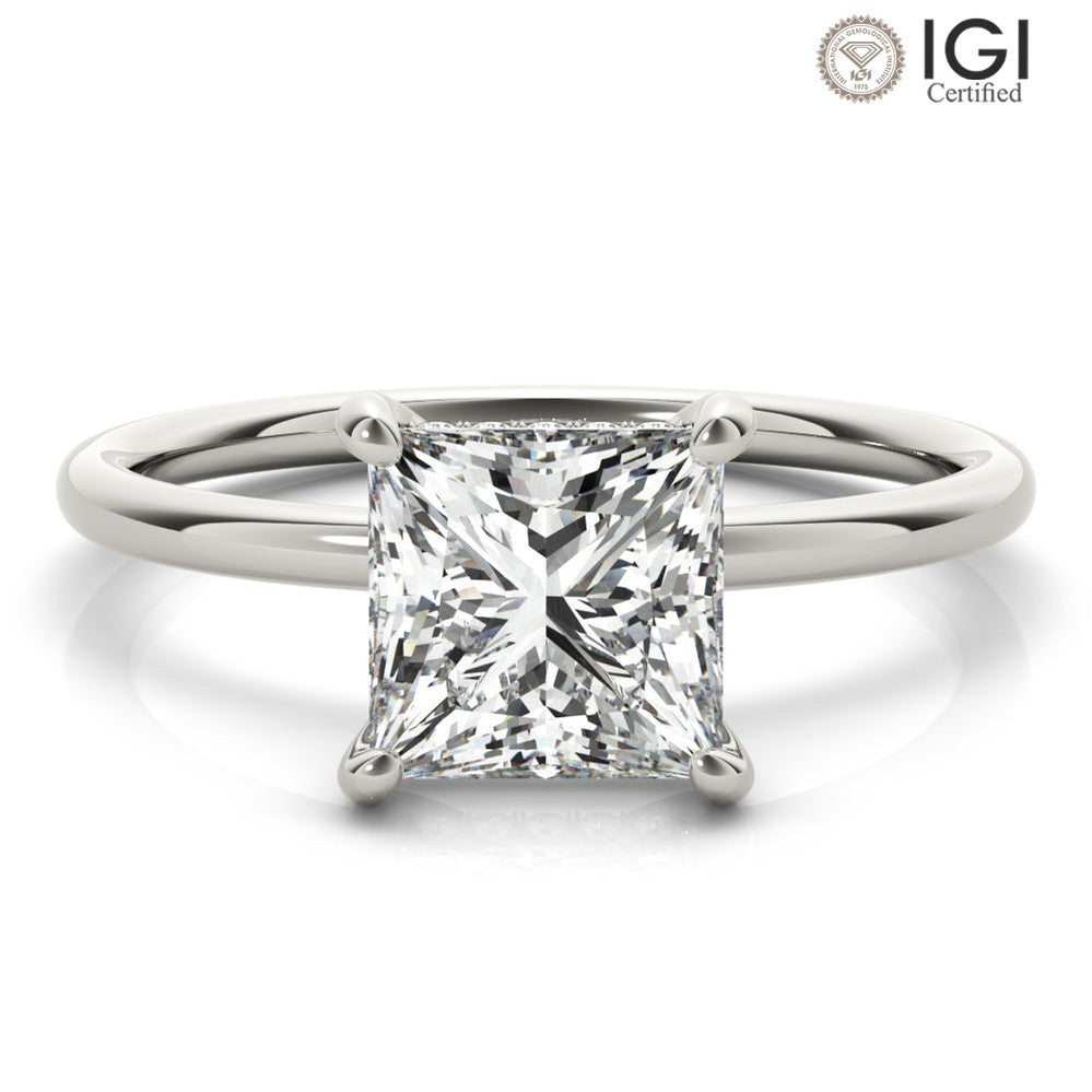 Madilyn Princess Lab Grown Diamond Solitaire Engagement Ring IGI Certified-VIRABYANI