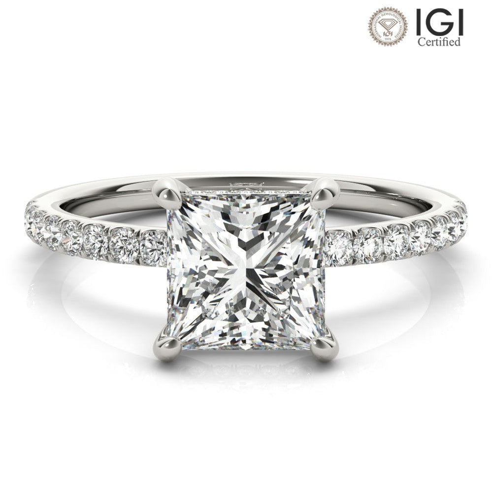 Noa Princess Lab Grown Diamond Solitaire Engagement Ring IGI Certified-VIRABYANI