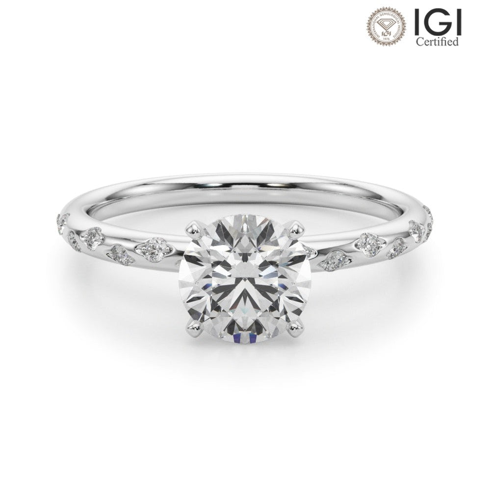 Blair Round Lab Grown Diamond Solitaire Engagement Ring IGI Certified-VIRABYANI