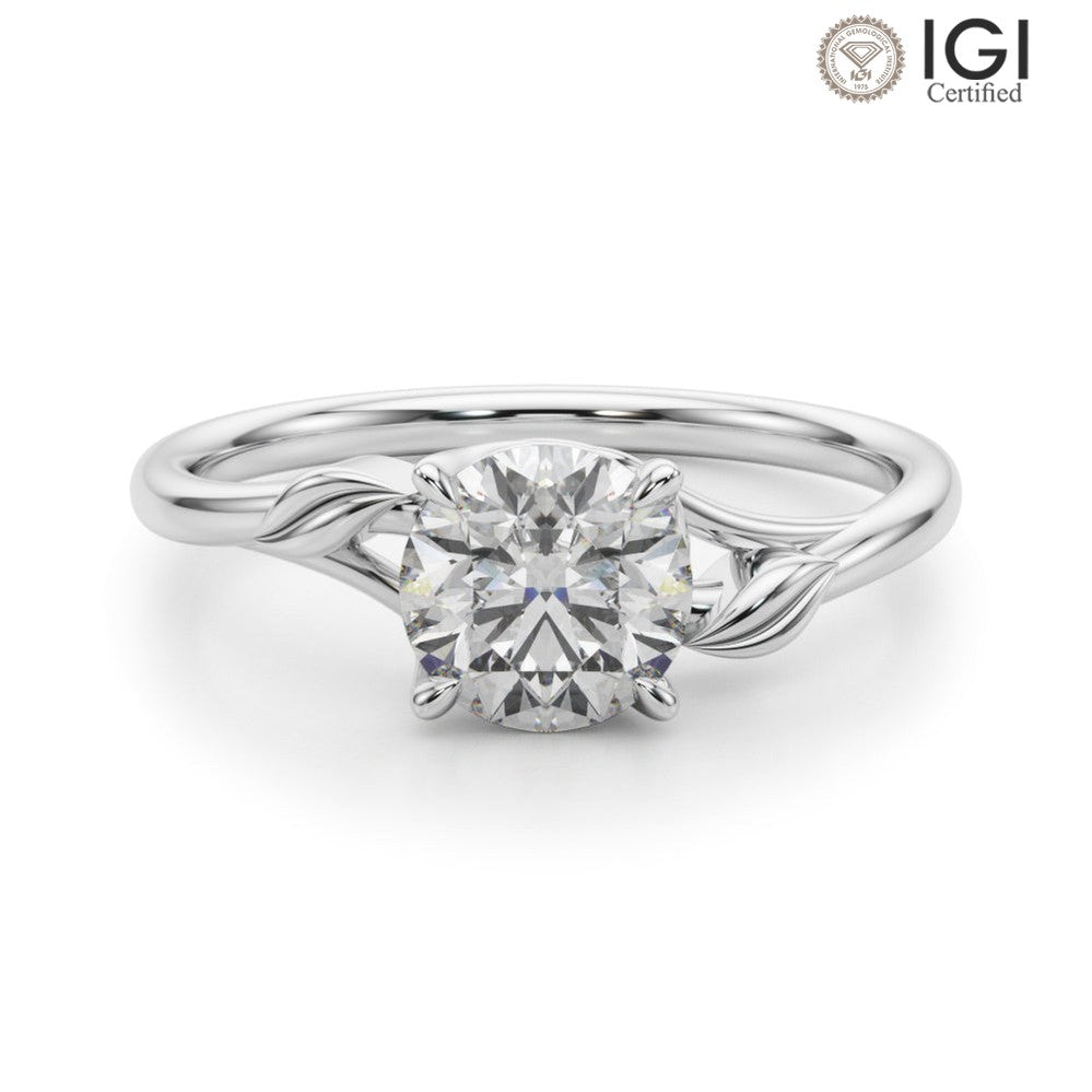 Eden Round Lab Grown Diamond Solitaire Engagement Ring IGI Certified-VIRABYANI