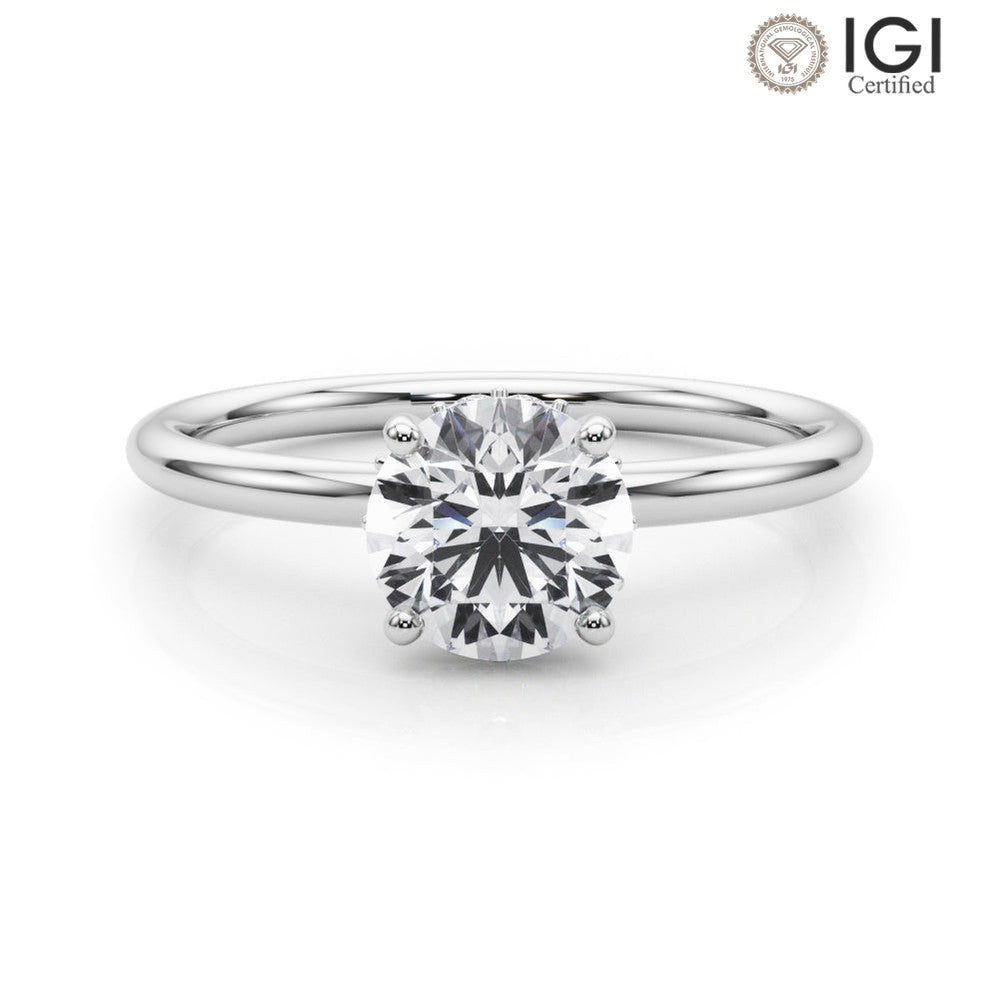 Eva Round Lab Grown Diamond Solitaire Engagement Ring IGI Certified-VIRABYANI
