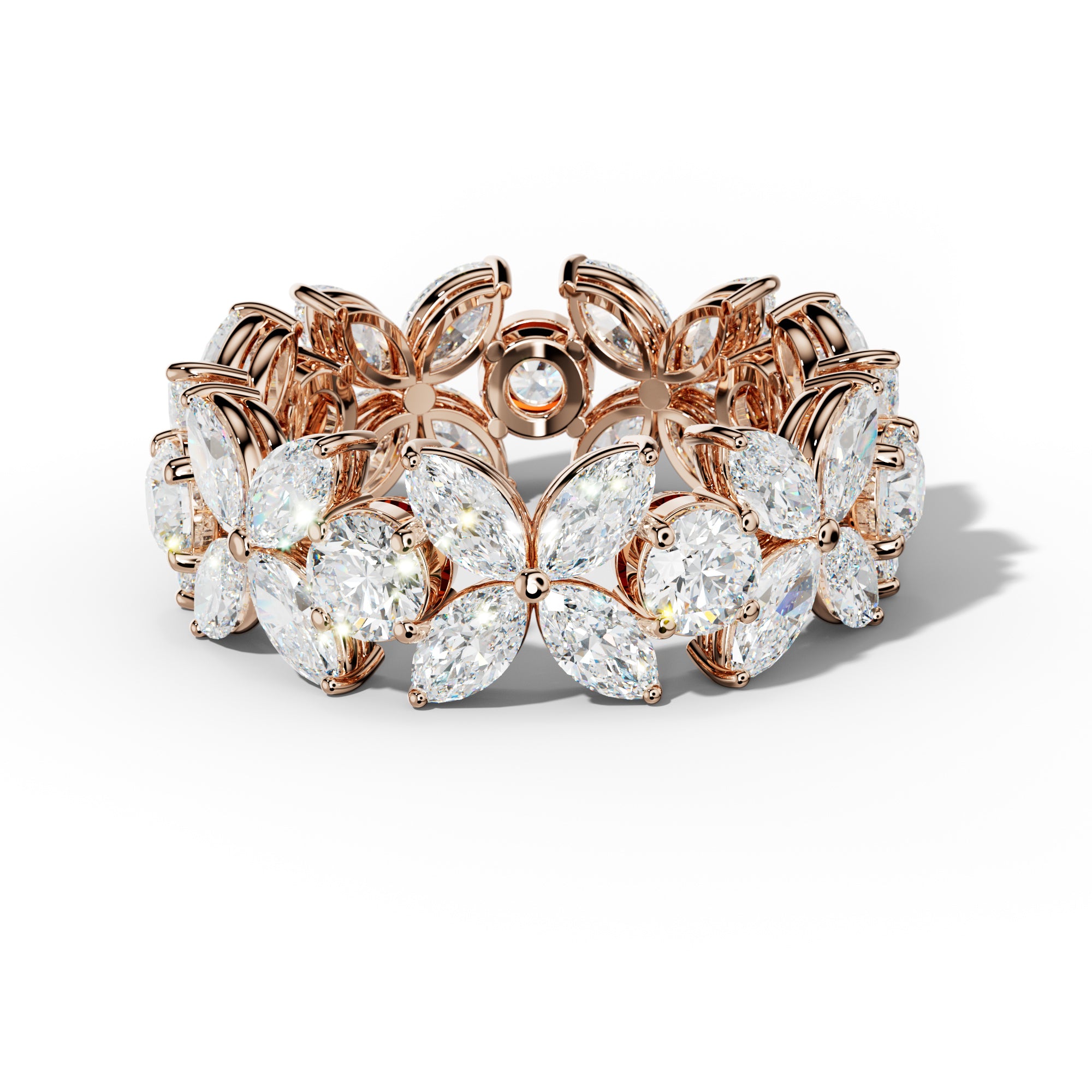 5.0 Carat Marquise And Round Diamond Flower Eternity Band