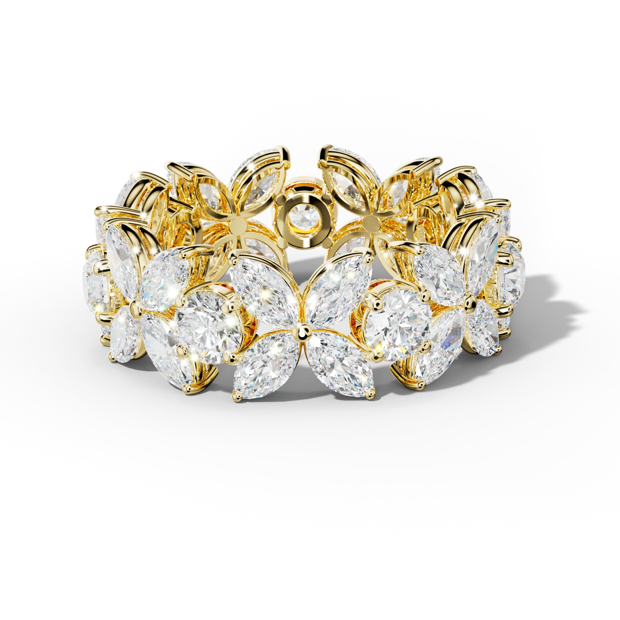 5.0 Carat Marquise And Round Diamond Flower Eternity Band