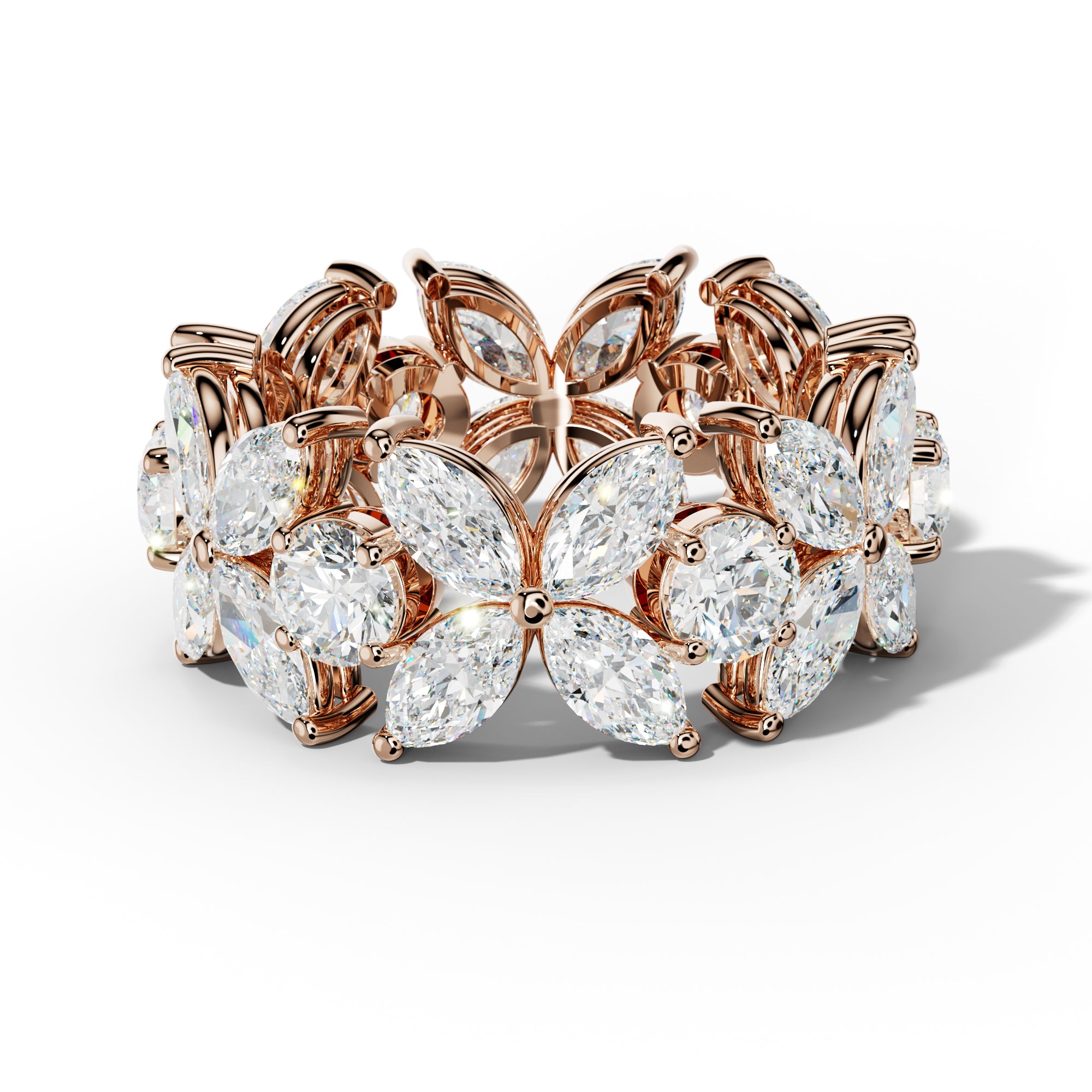 7.0 Carat Marquise And Round Diamond Flower Eternity Band