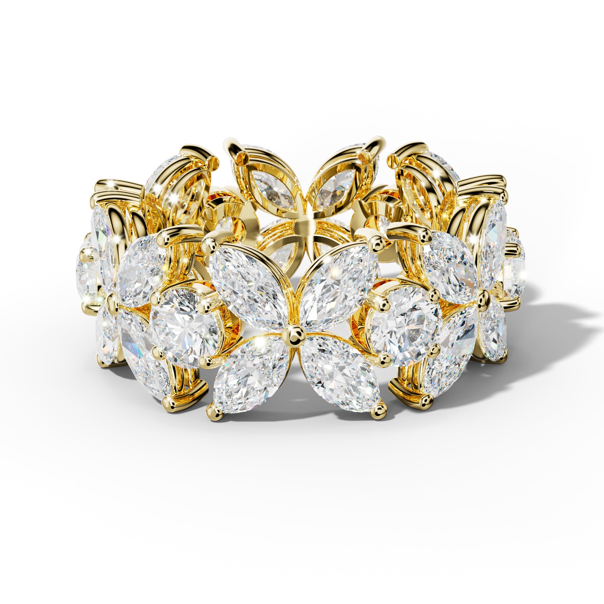 7.0 Carat Marquise And Round Diamond Flower Eternity Band