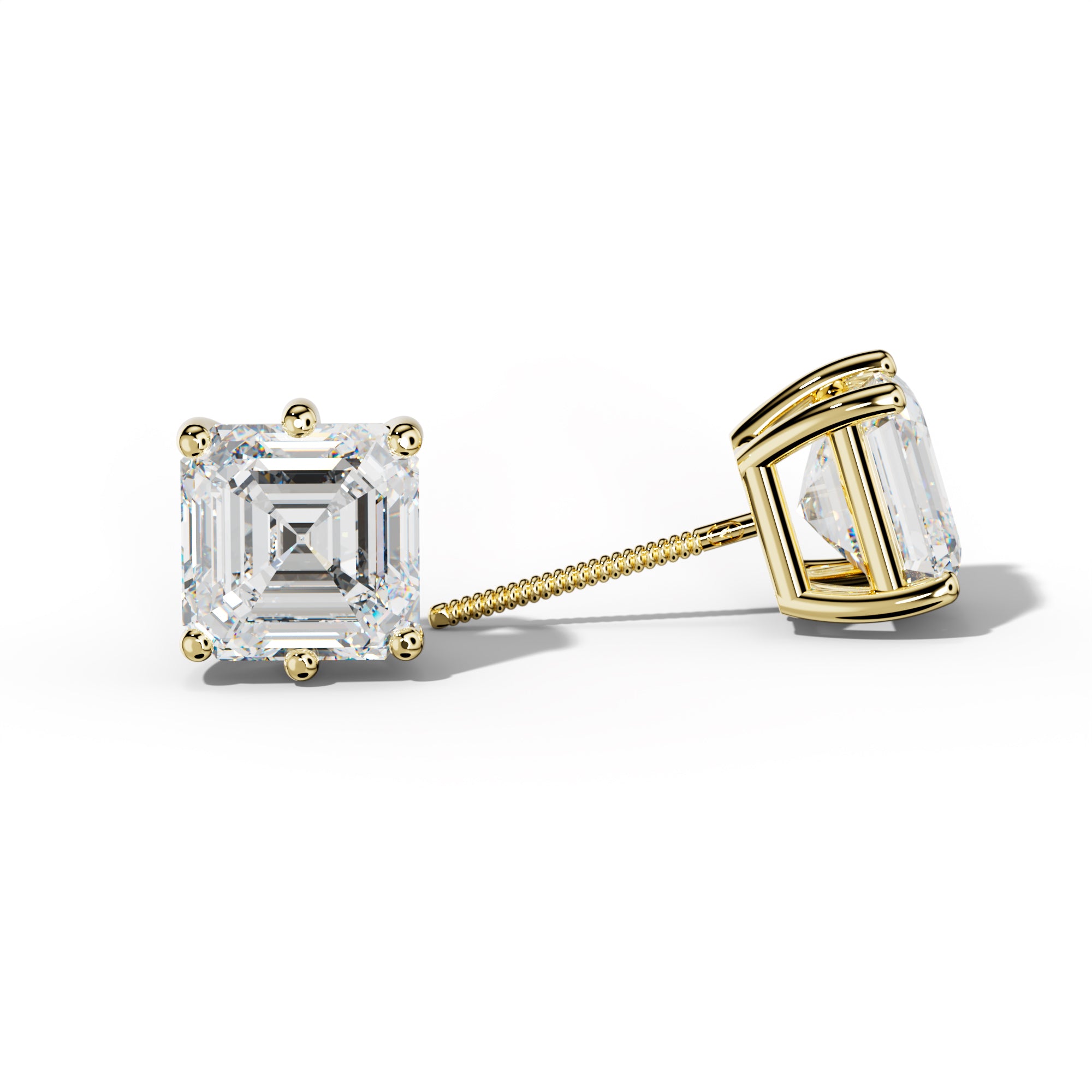 Asscher Diamond Stud Earrings With Six Classic Prongs