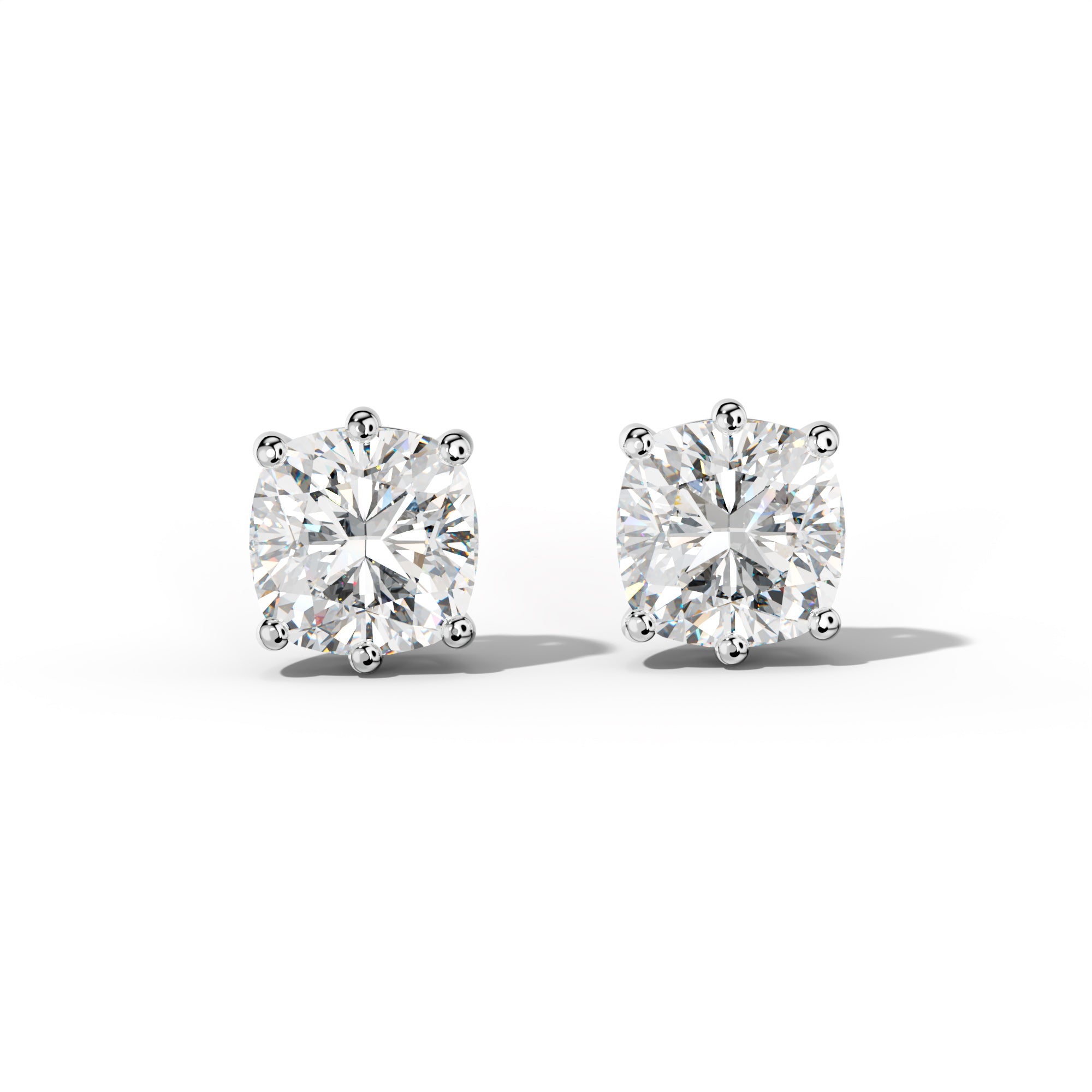 Cushion Diamond Stud Earrings With Classic Six Prongs