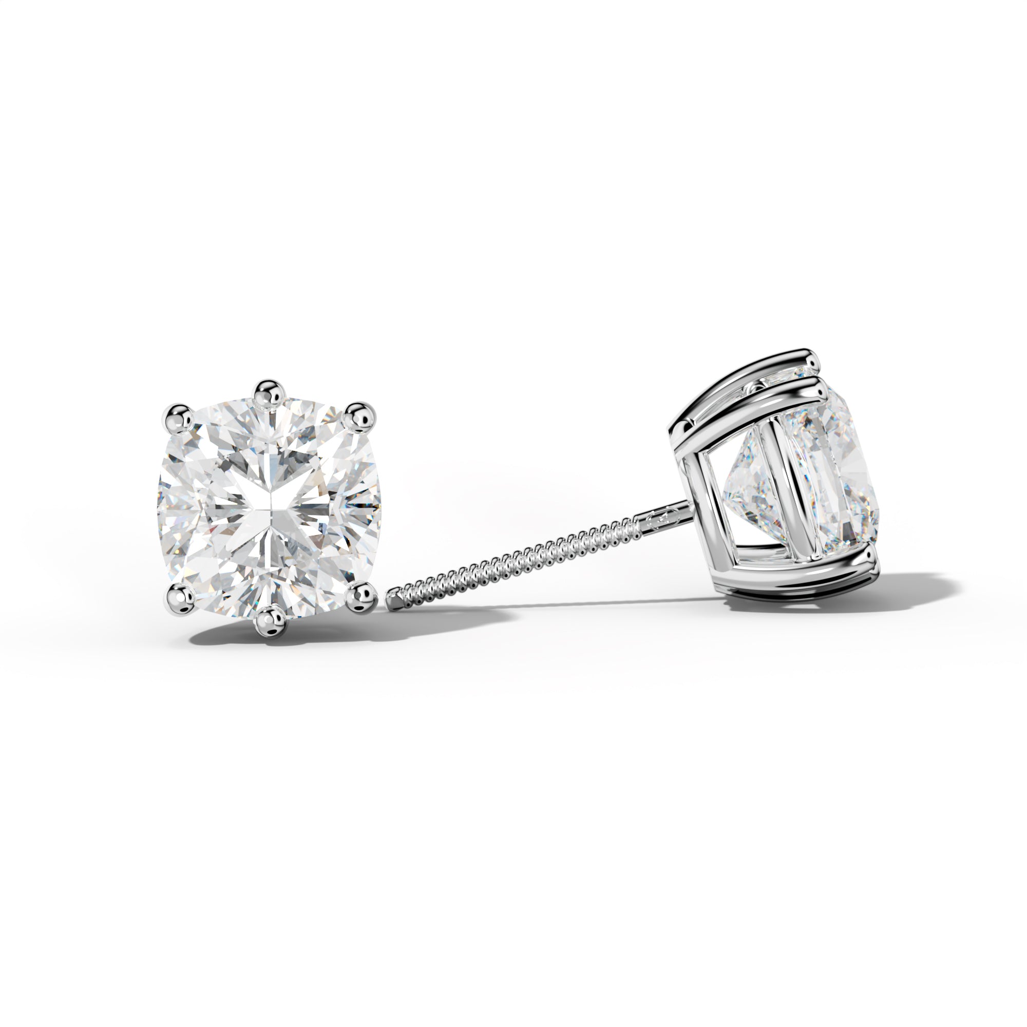 Cushion Diamond Stud Earrings With Classic Six Prongs