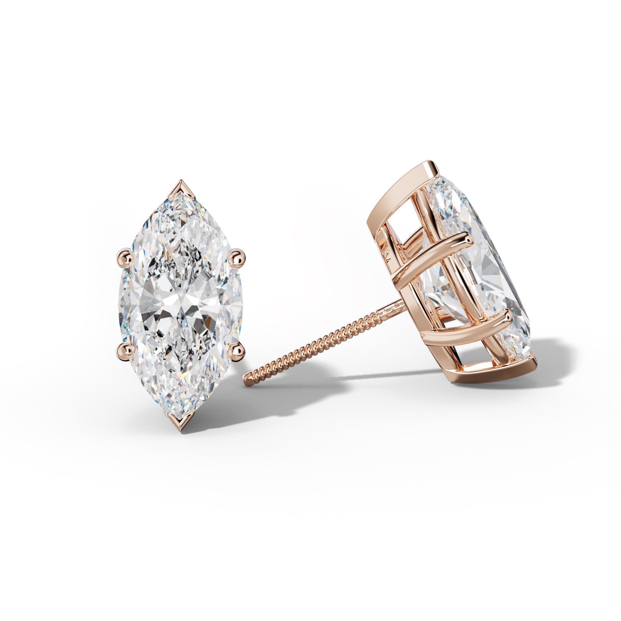 Marquise Diamond Stud Earrings With Classic And V Prongs