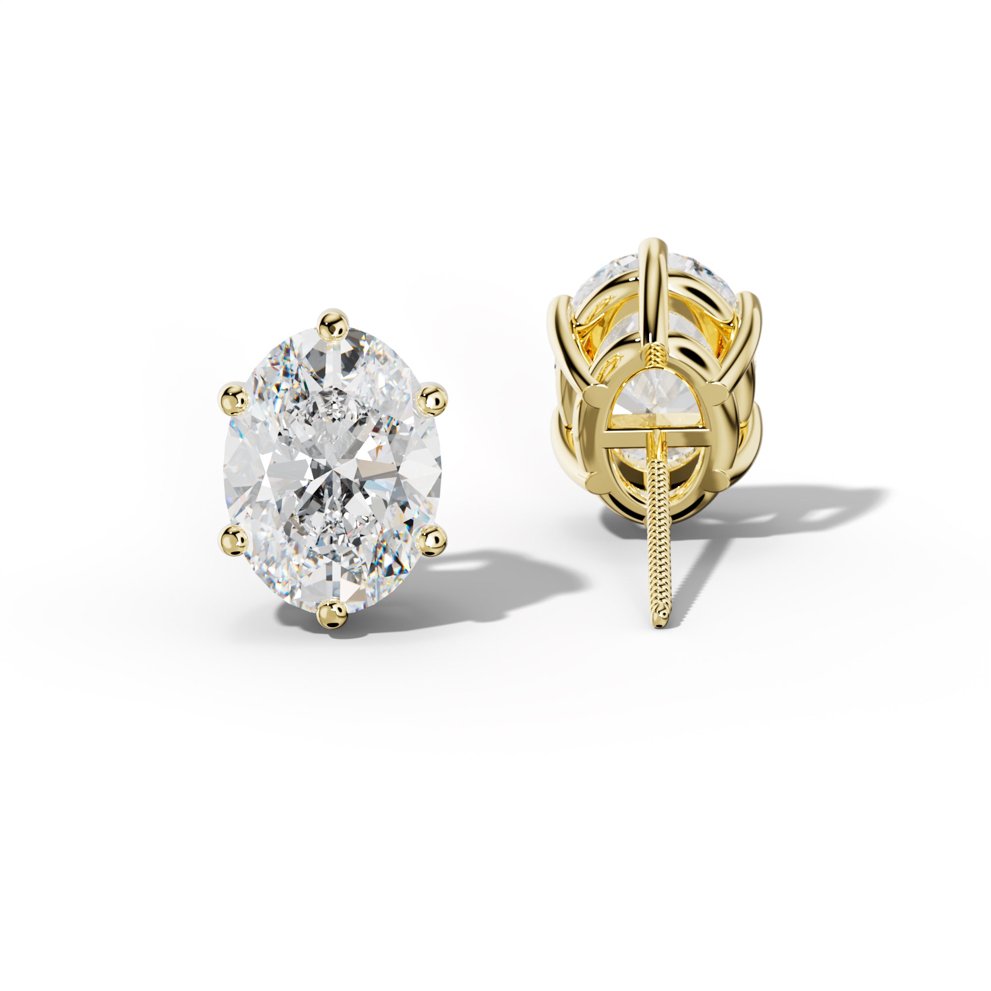 Oval Diamond Stud Earrings With Classic Six Prongs