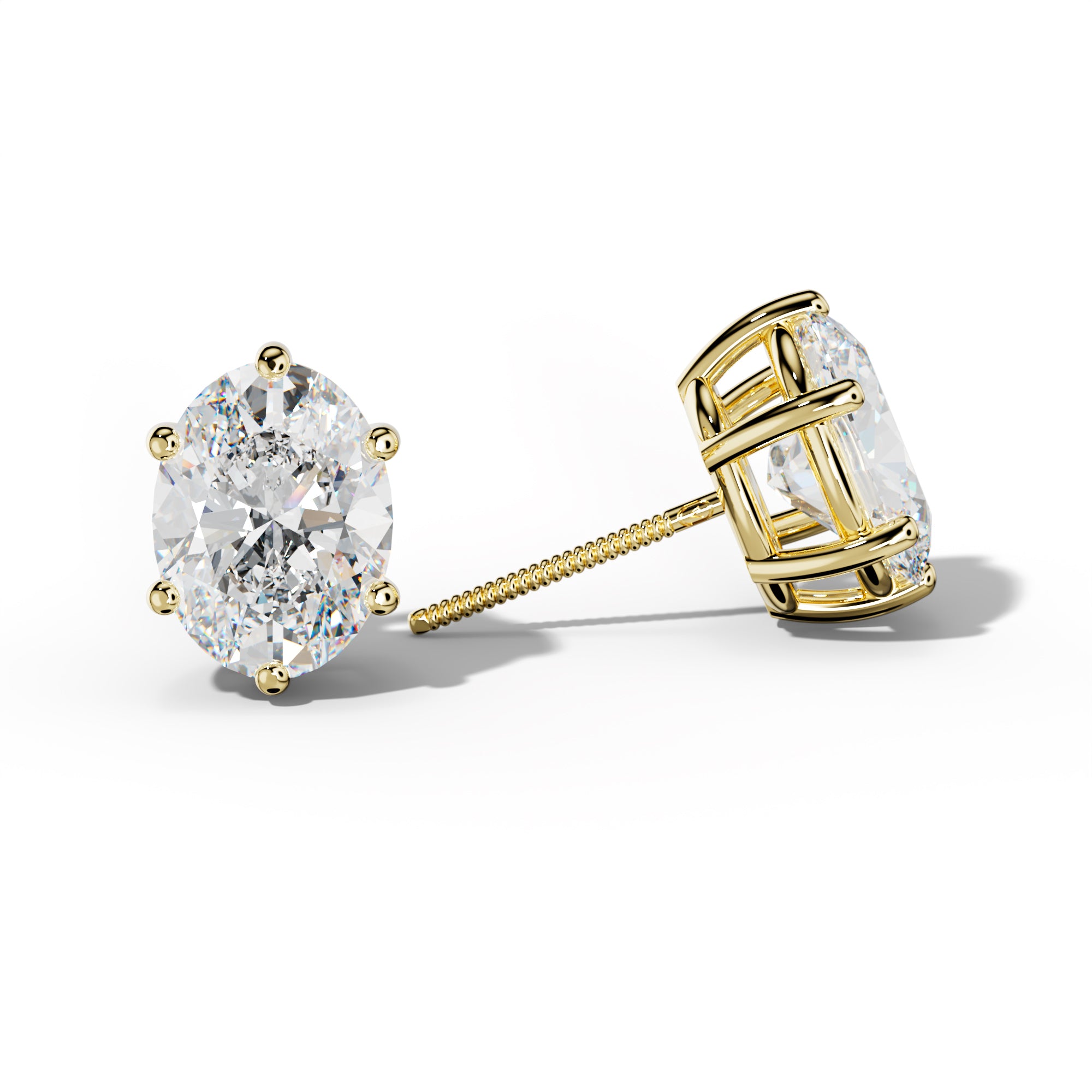 Oval Diamond Stud Earrings With Classic Six Prongs