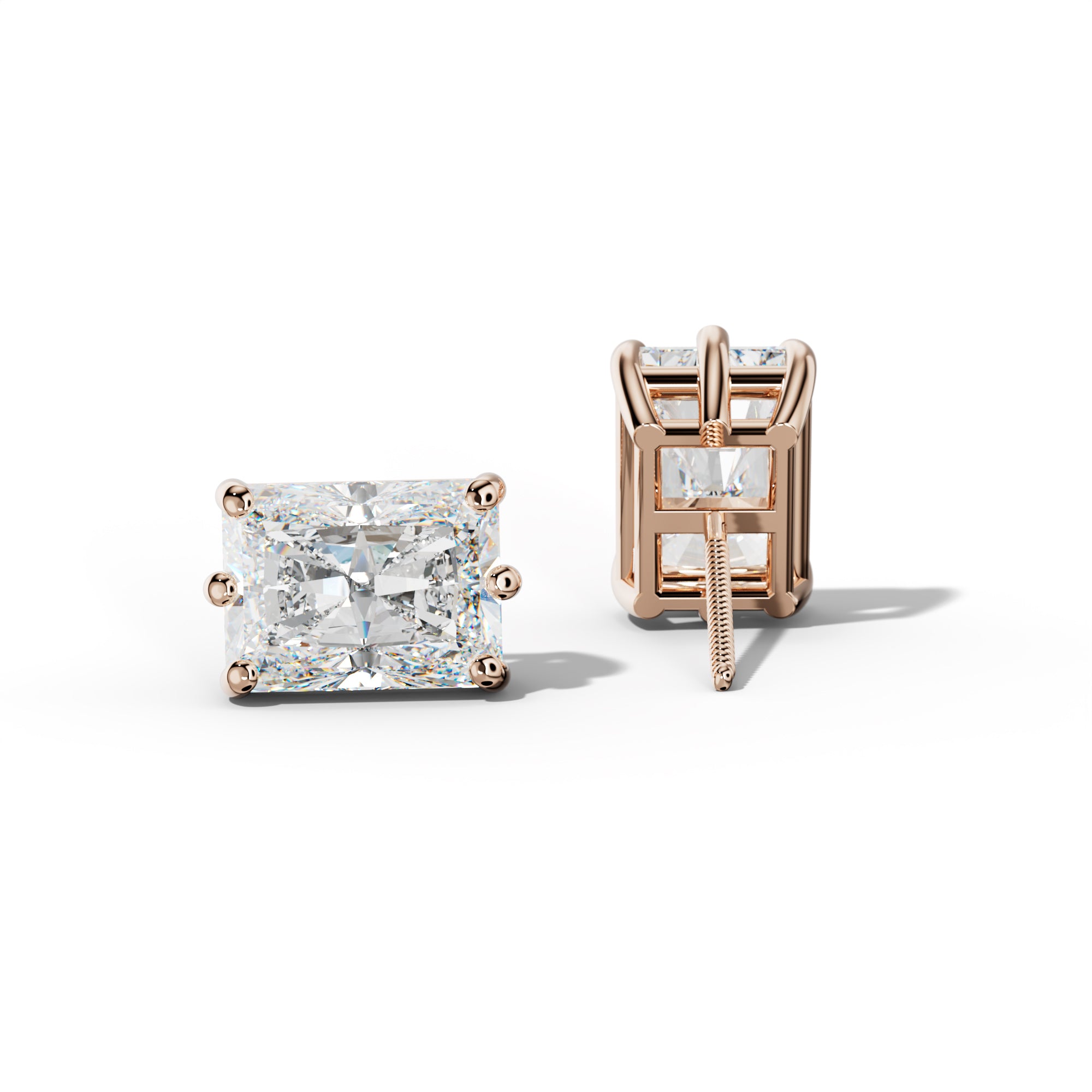 Radiant Diamond Stud Earrings With Classic Six Prongs