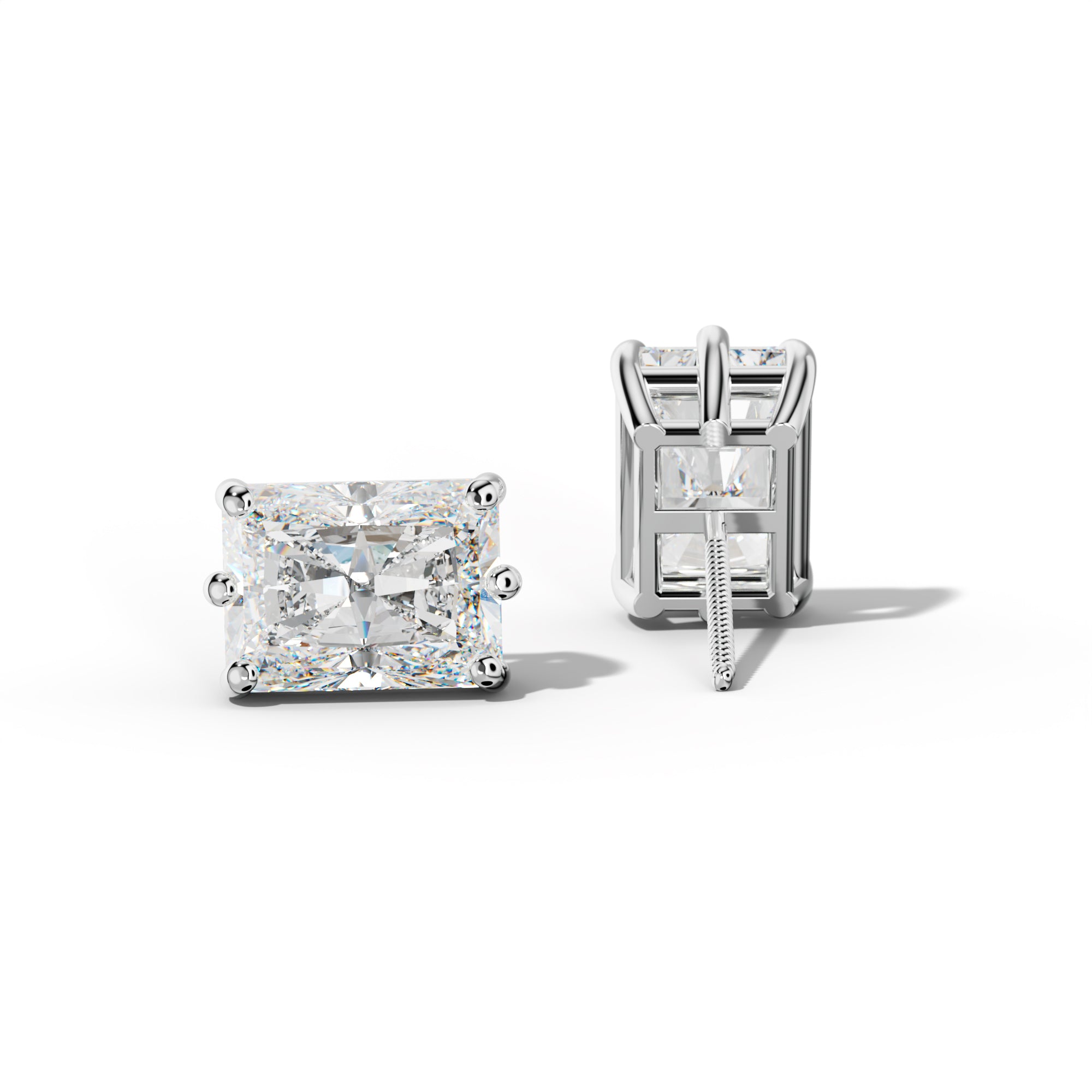 Radiant Diamond Stud Earrings With Classic Six Prongs