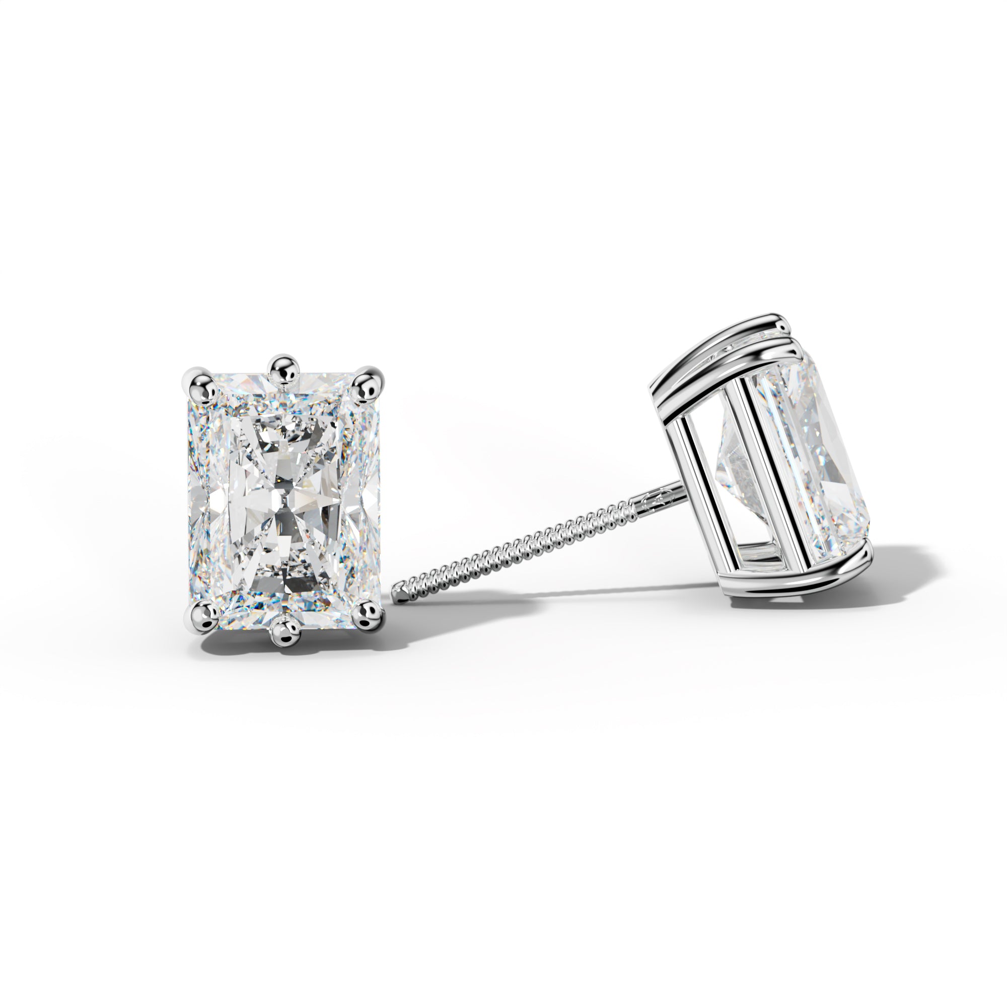 Radiant Diamond Stud Earrings With Classic Six Prongs