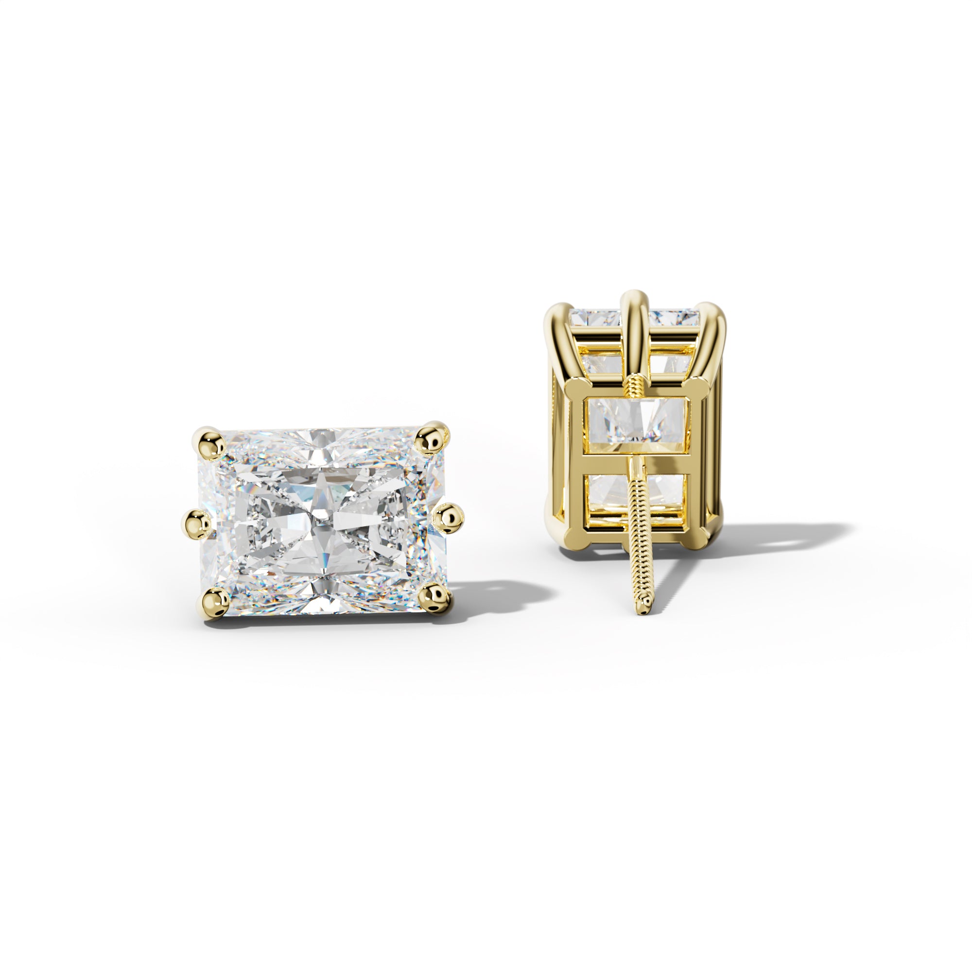 Radiant Diamond Stud Earrings With Classic Six Prongs