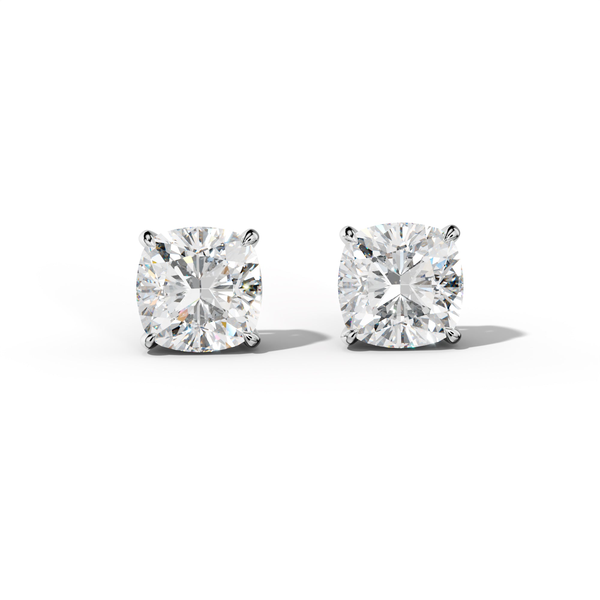 Cushion Diamond Stud Earrings With Four Claw Prongs