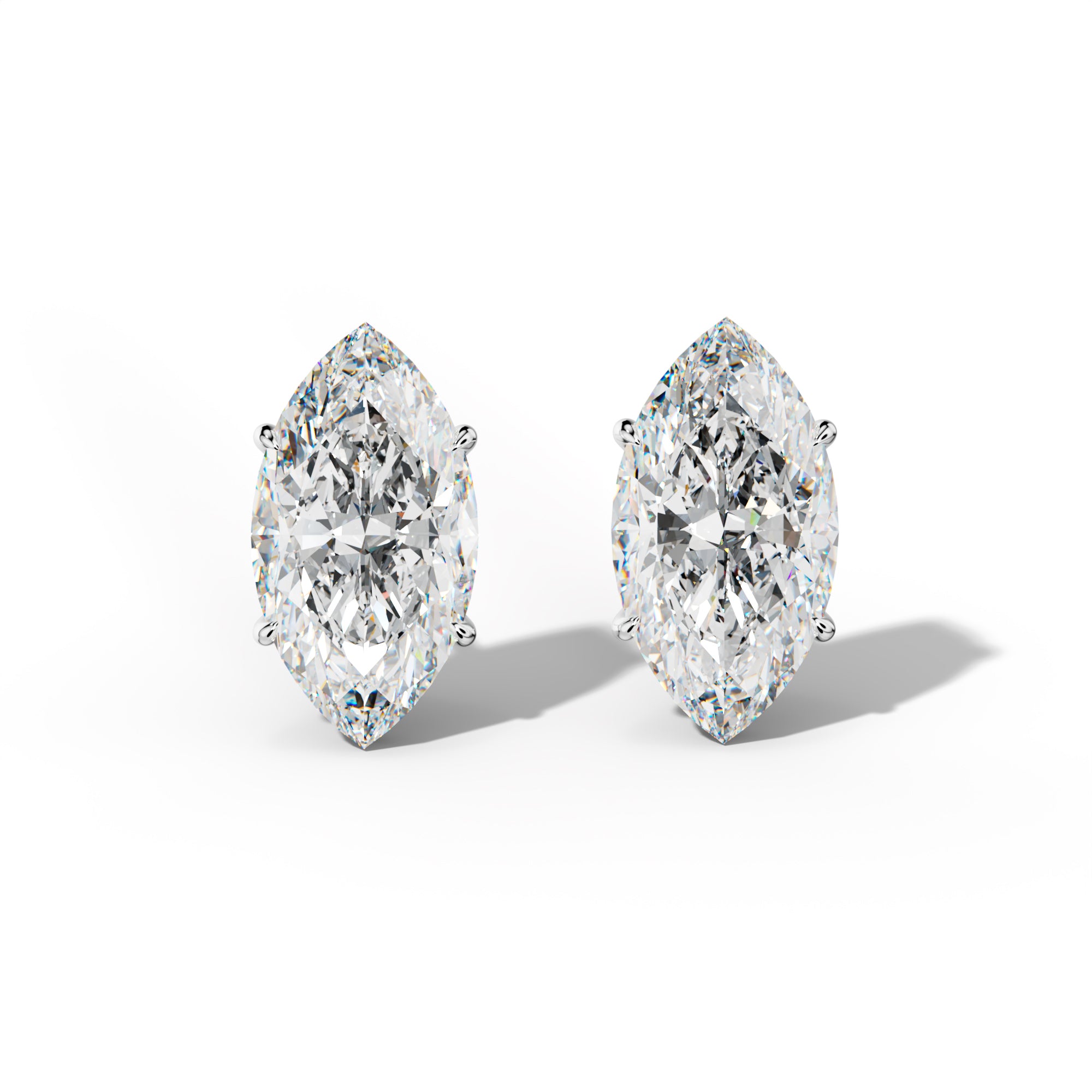 Marquise Diamond Stud Earrings With Four Prong Martini Settings