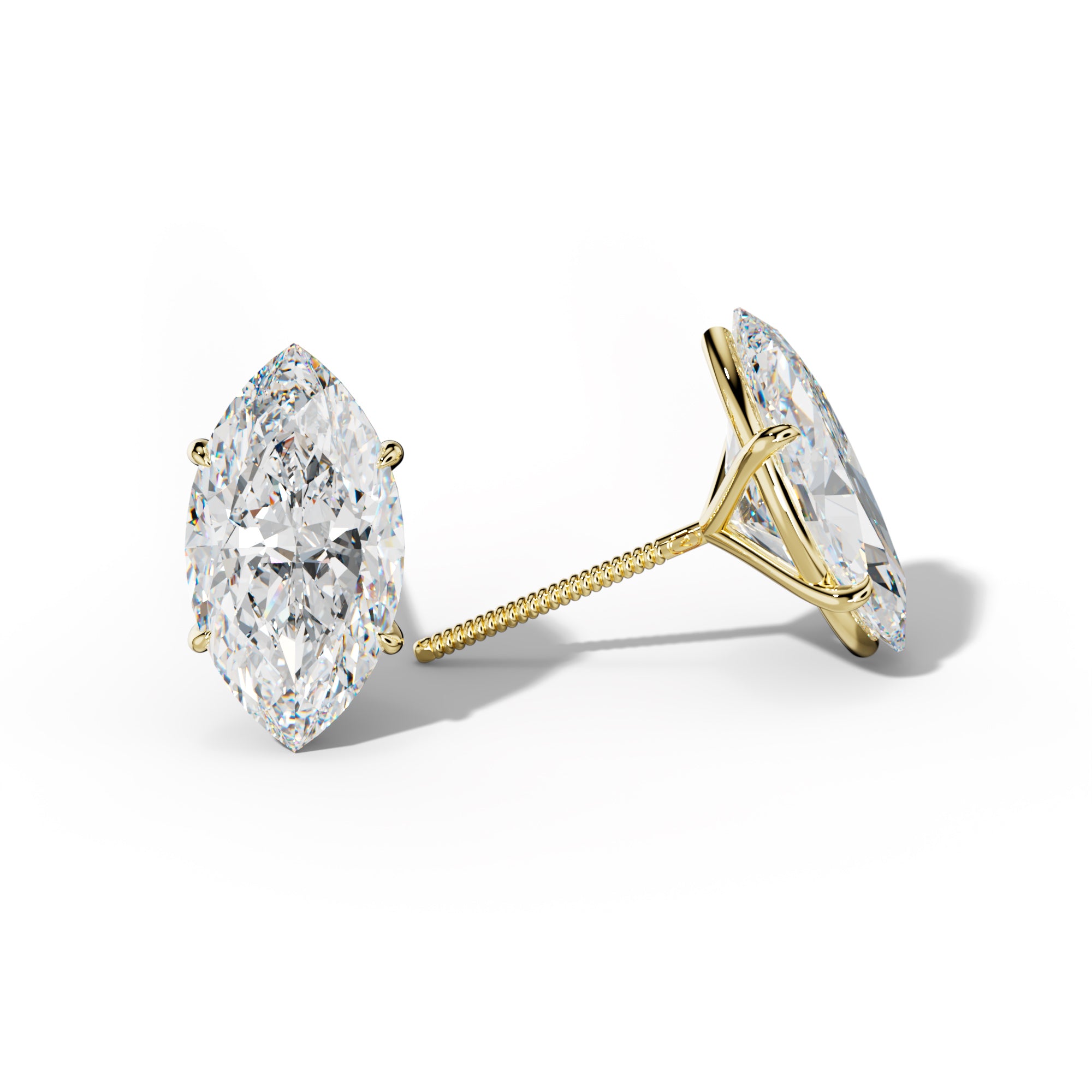 Marquise Diamond Stud Earrings With Four Prong Martini Settings