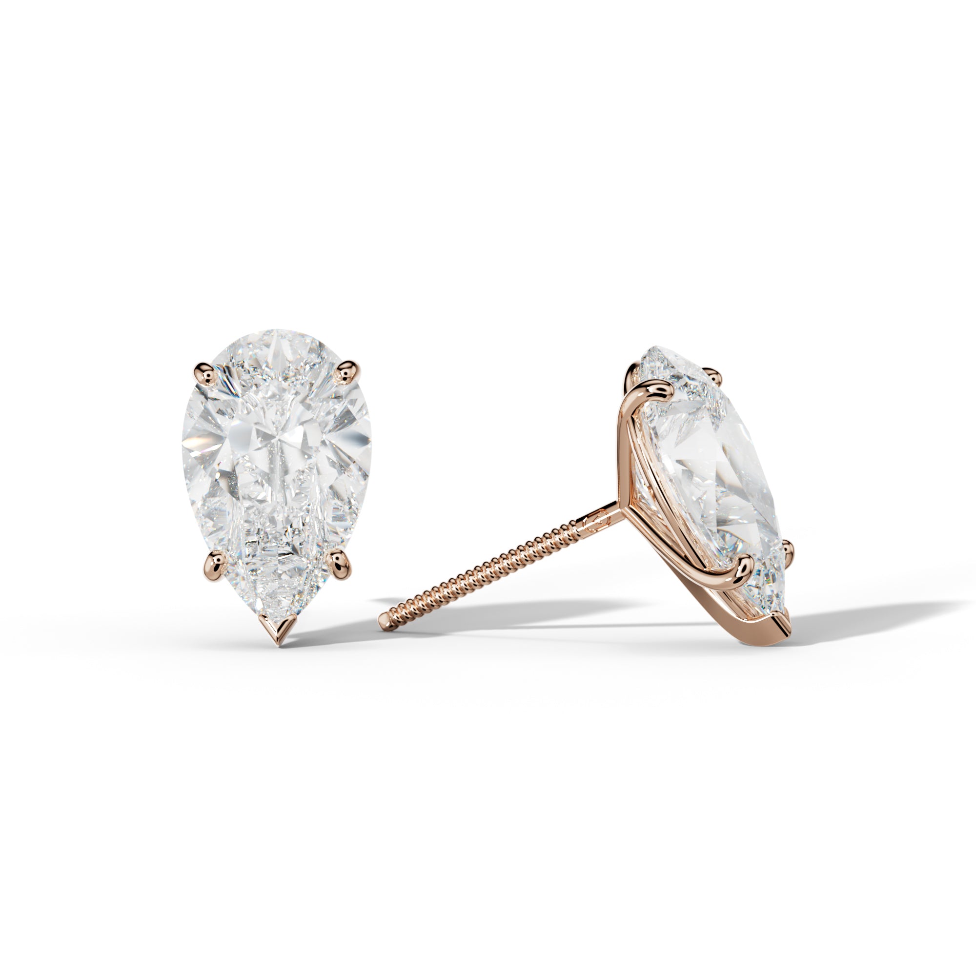 Pear Shape Diamond Stud Earrings With Classic And V Prong Martini Settings