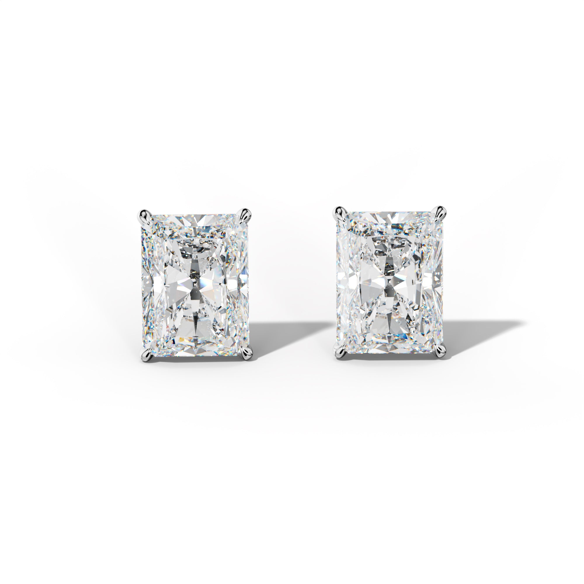 Radiant Diamond Stud Earrings With Four Prong Martini Settings