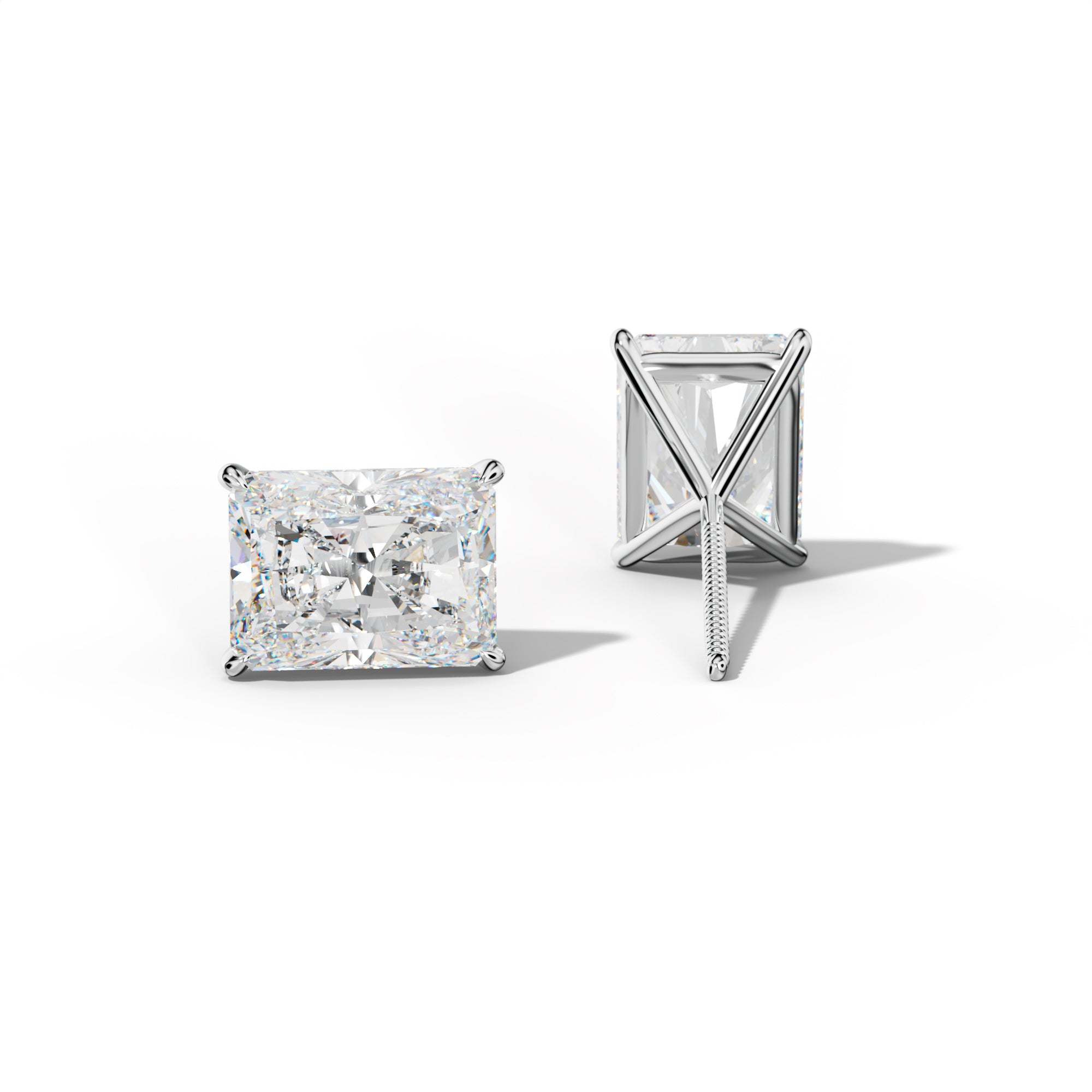Radiant Diamond Stud Earrings With Four Prong Martini Settings