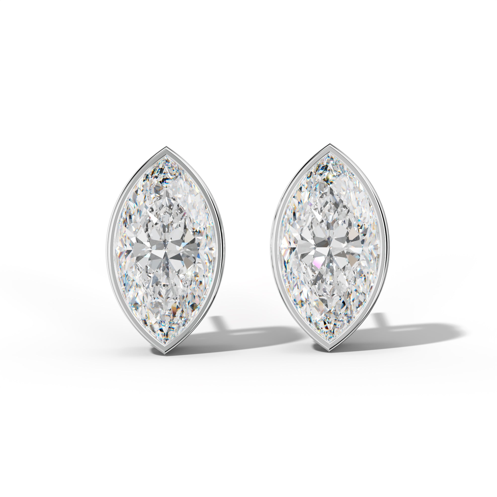 Marquise Diamond Stud Earrings With Bezel Setting