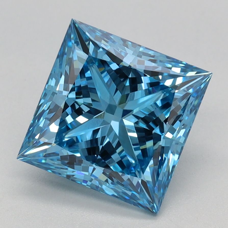 2.08 Carat Princess Cut Fancy Blue