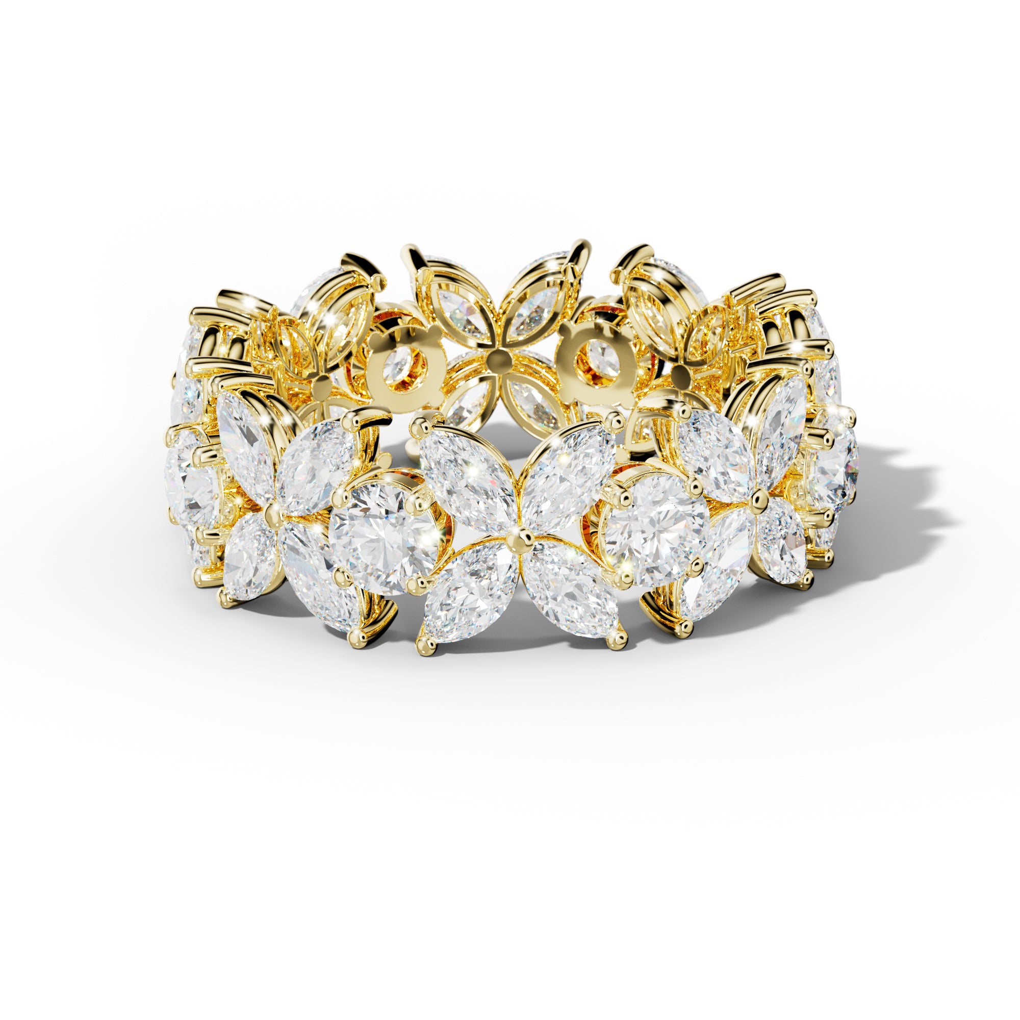 3.0 Carat Marquise And Round Diamond Flower Eternity Band