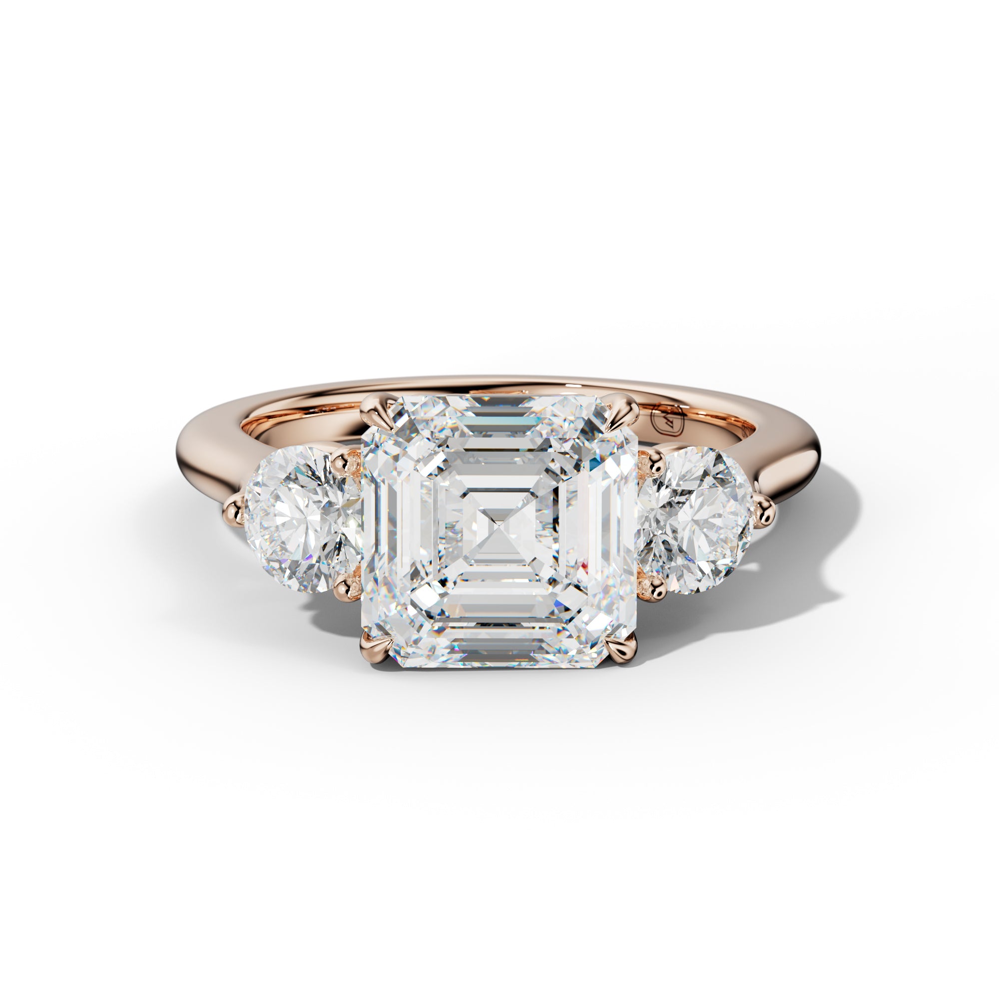 Elsa Asscher Cut Diamond Round Side Diamond Engagement Ring