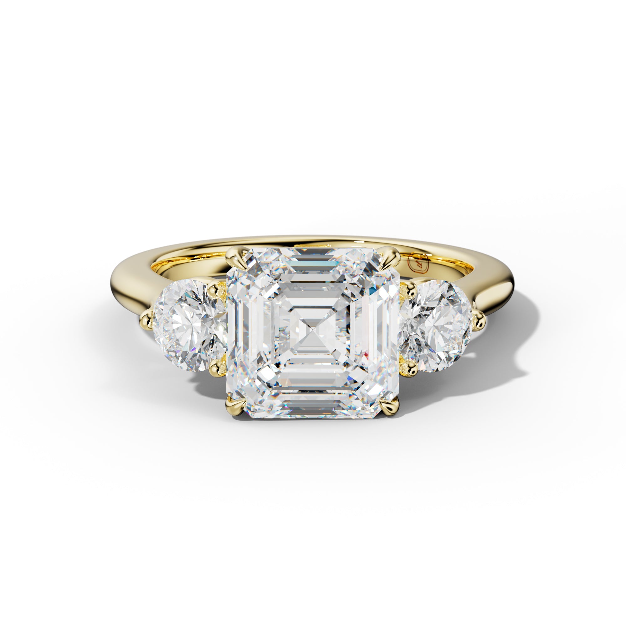 Elsa Asscher Cut Diamond Round Side Diamond Engagement Ring