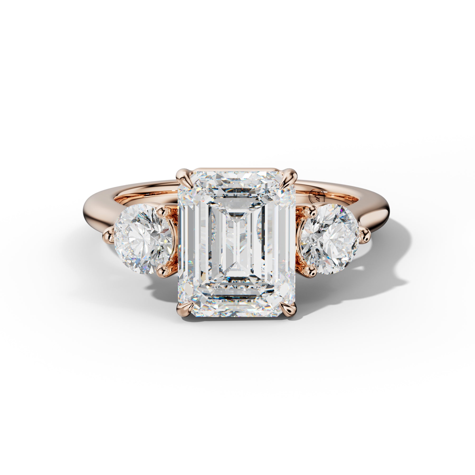 Elsa Emerald Cut Round Side Diamond Engagement Ring