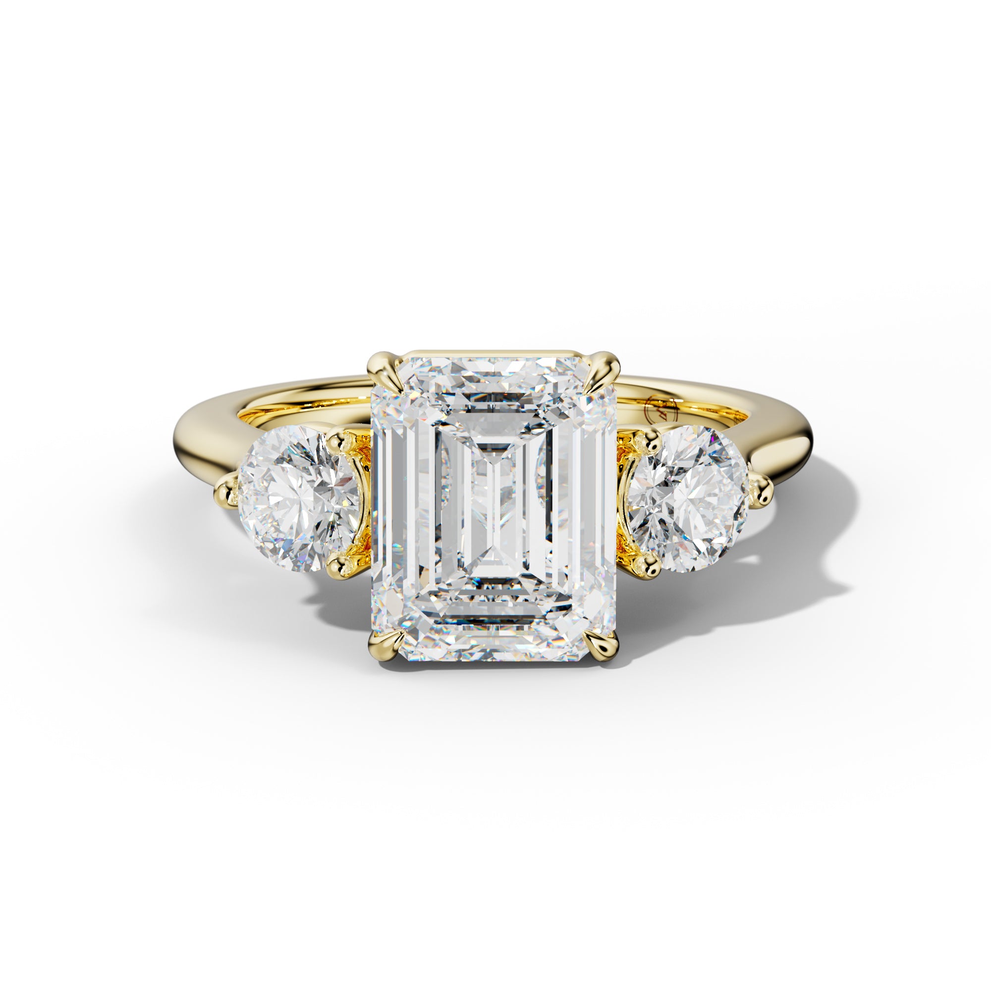 Elsa Emerald Cut Round Side Diamond Engagement Ring